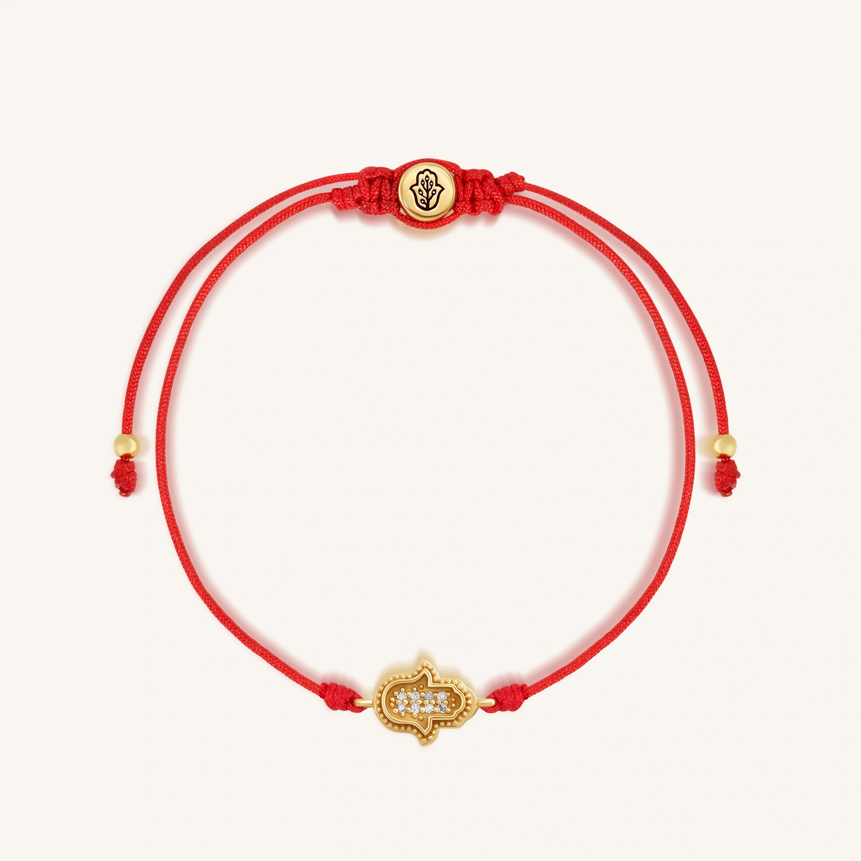 Radiant Blessings 14K Gold Diamond Hamsa Red String Bracelet