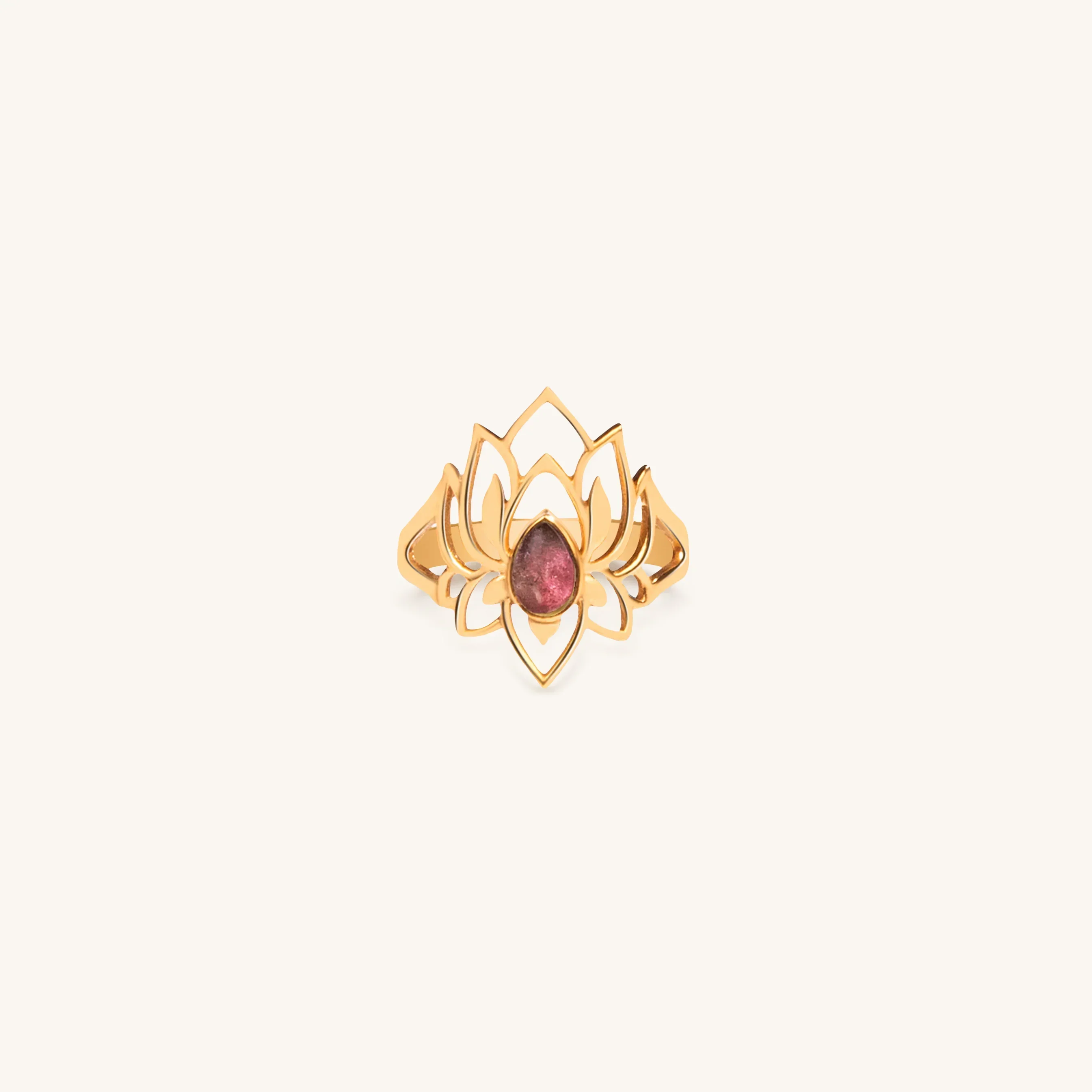 Abundant Bloom - Gold Plated Lotus Tourmaline Ring - Image 4