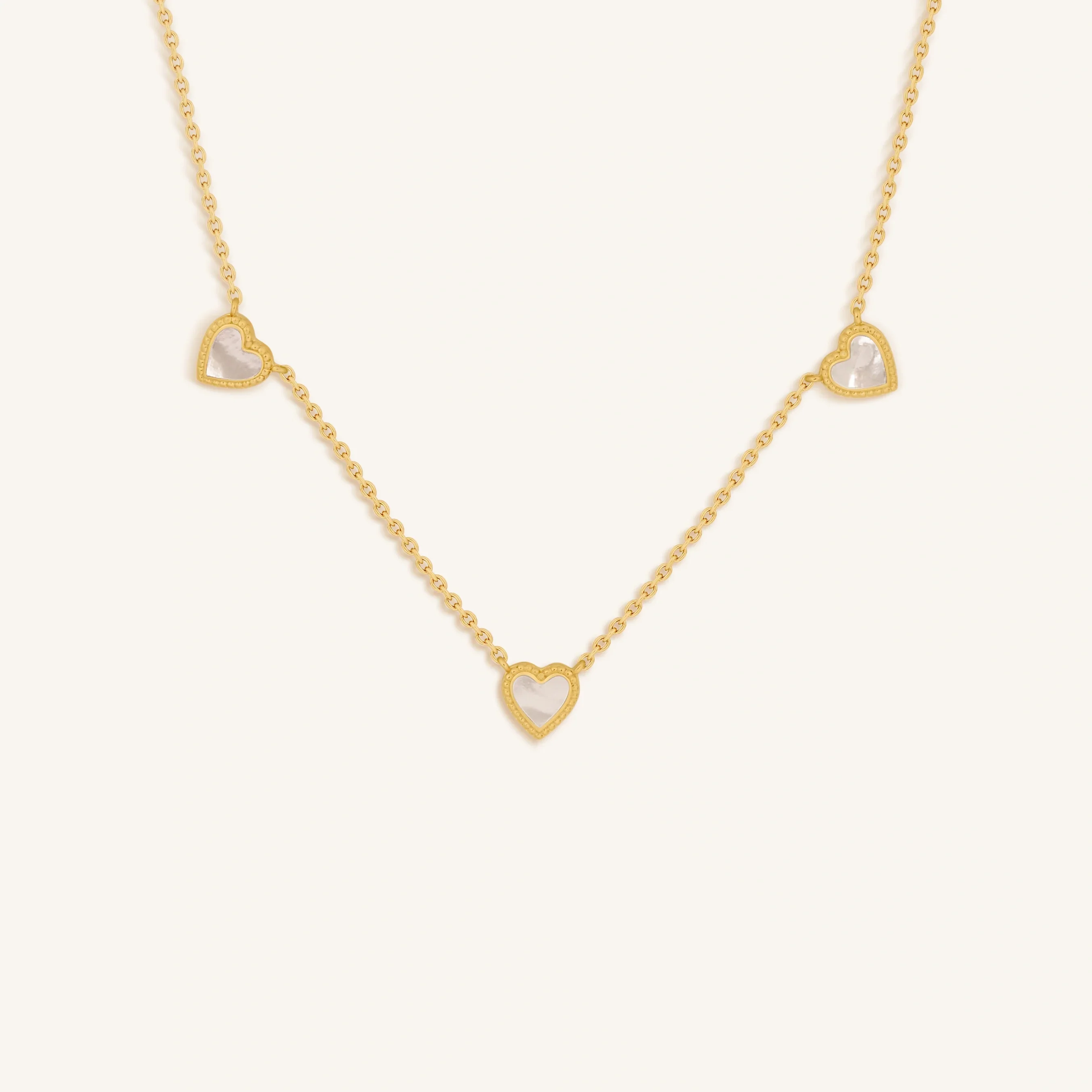 Abundant Solace Mother of Pearl Heart Gold Necklace