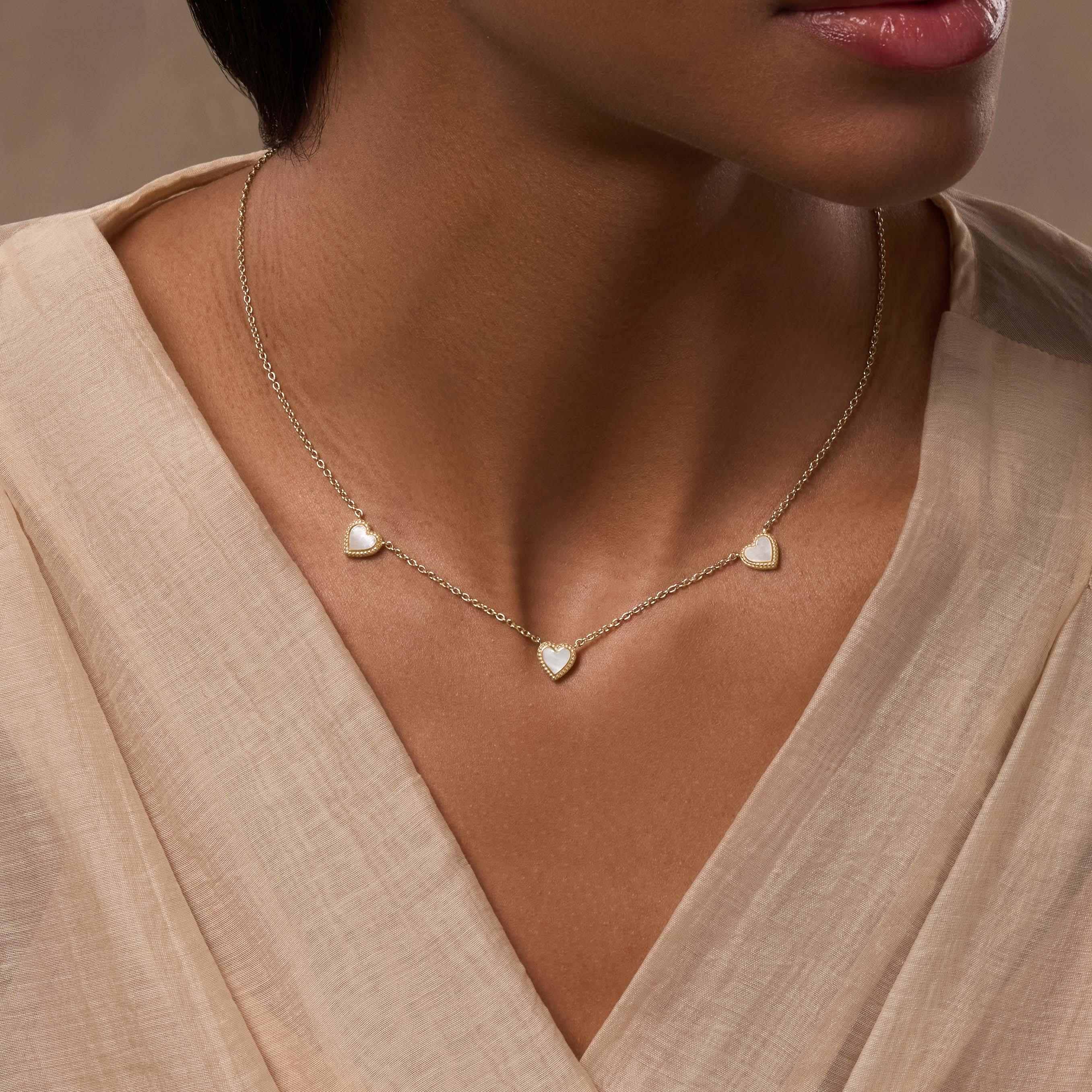 Abundant Solace Mother of Pearl Heart Gold Necklace - Image 2