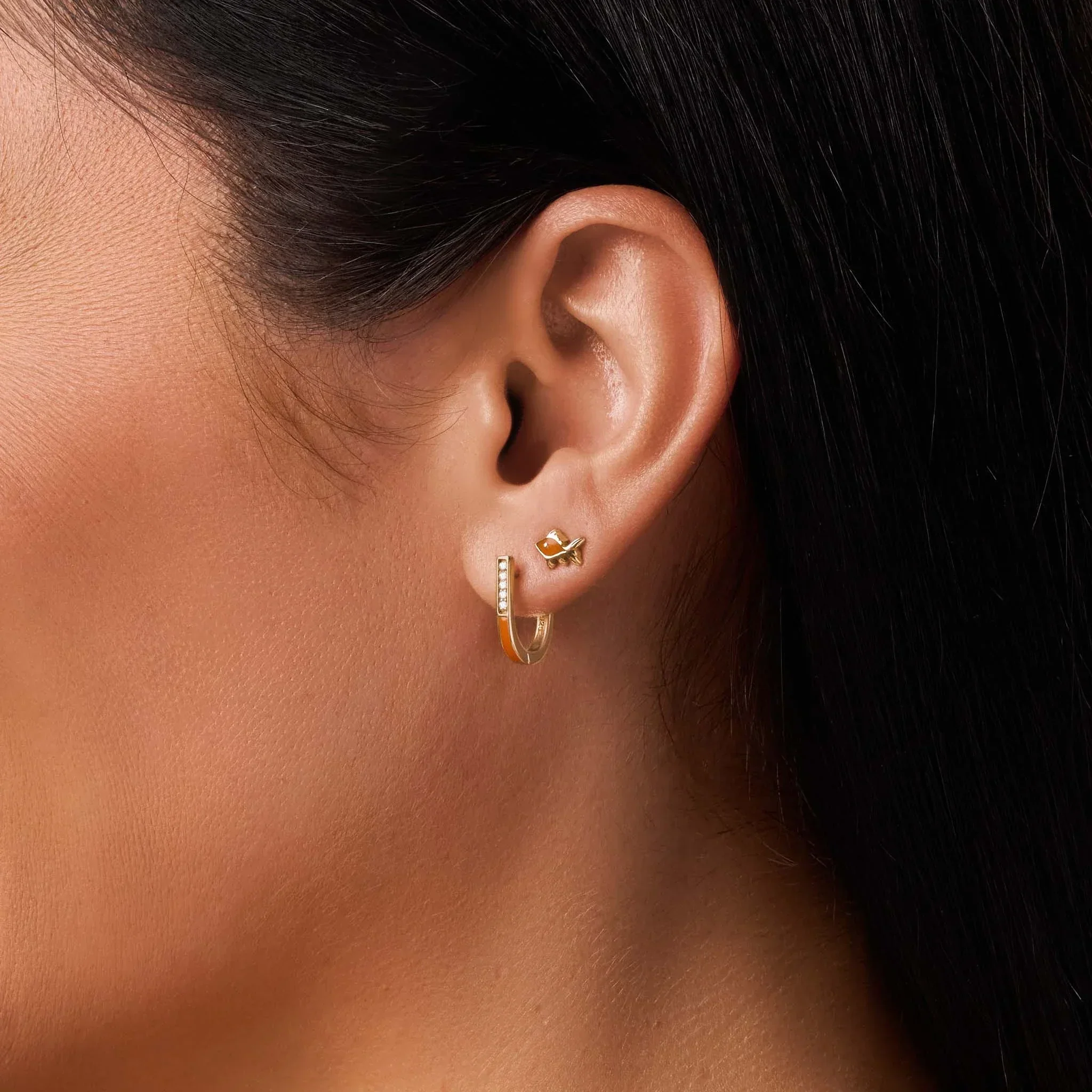 Activated Bliss Orange Gold Hoop Earrings - Image 2