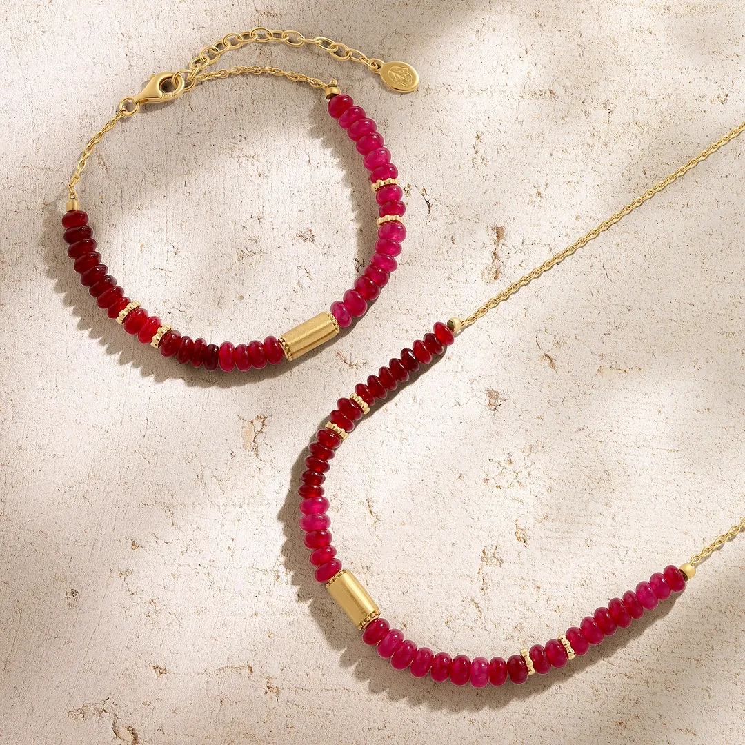 Inner Glow Garnet & Rhodolite Gold Bracelet - Image 3