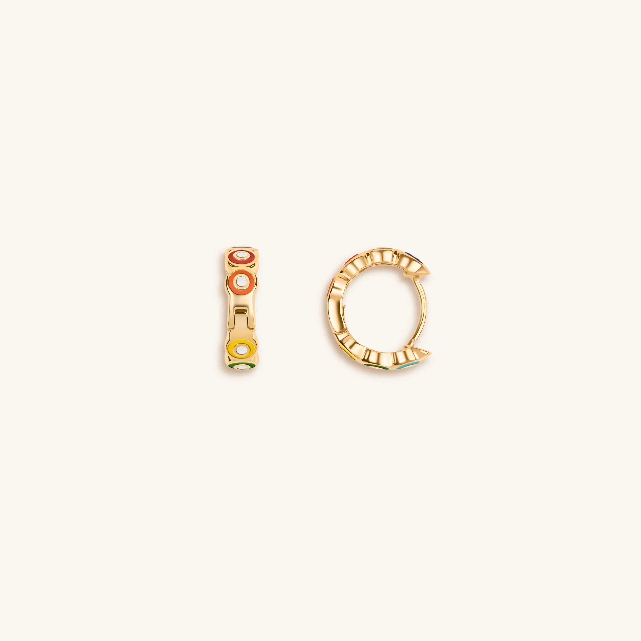 Aligned in Balance - Multicolor Enamel Chakra Hoop Earrings - Image 3