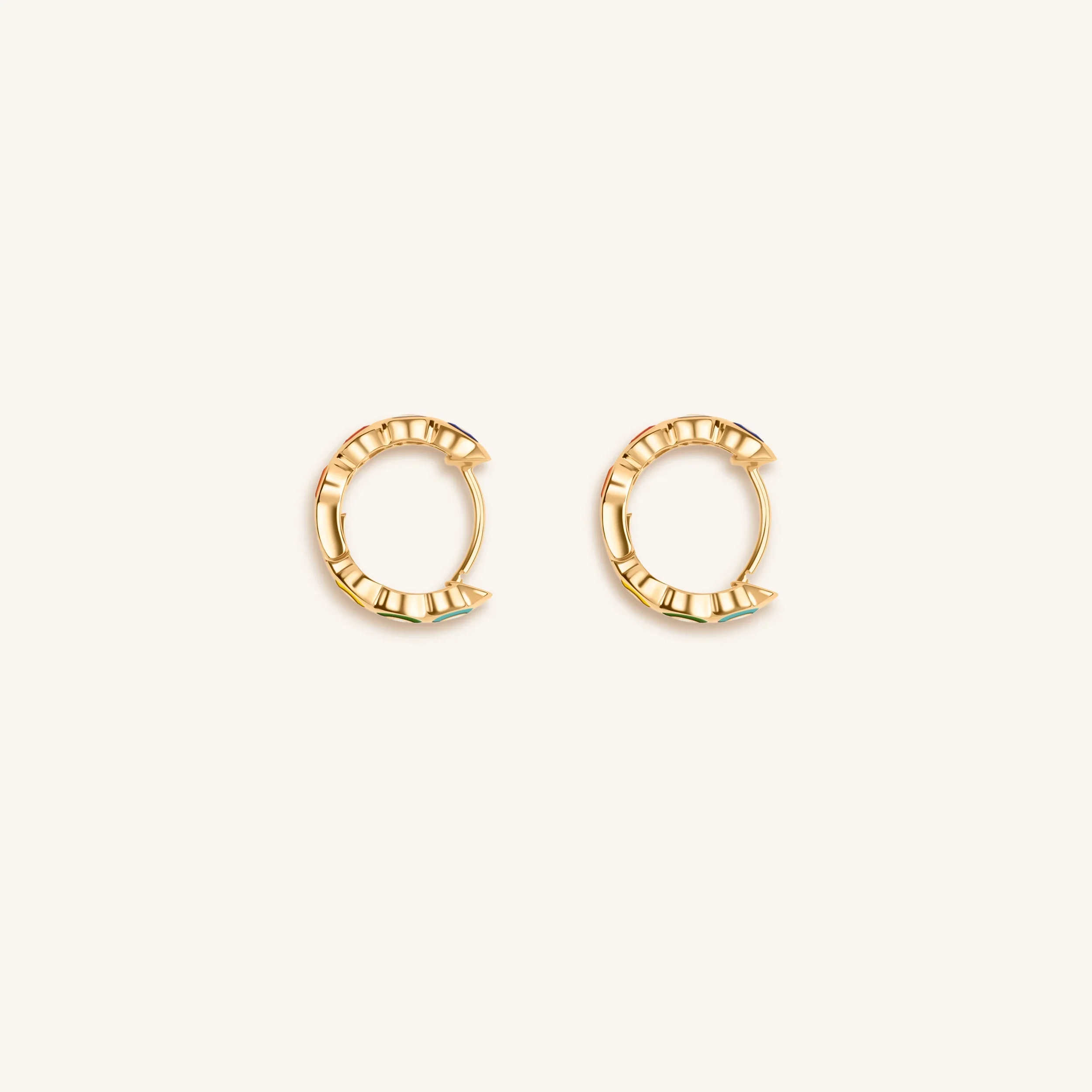 Aligned in Balance - Multicolor Enamel Chakra Hoop Earrings - Image 4