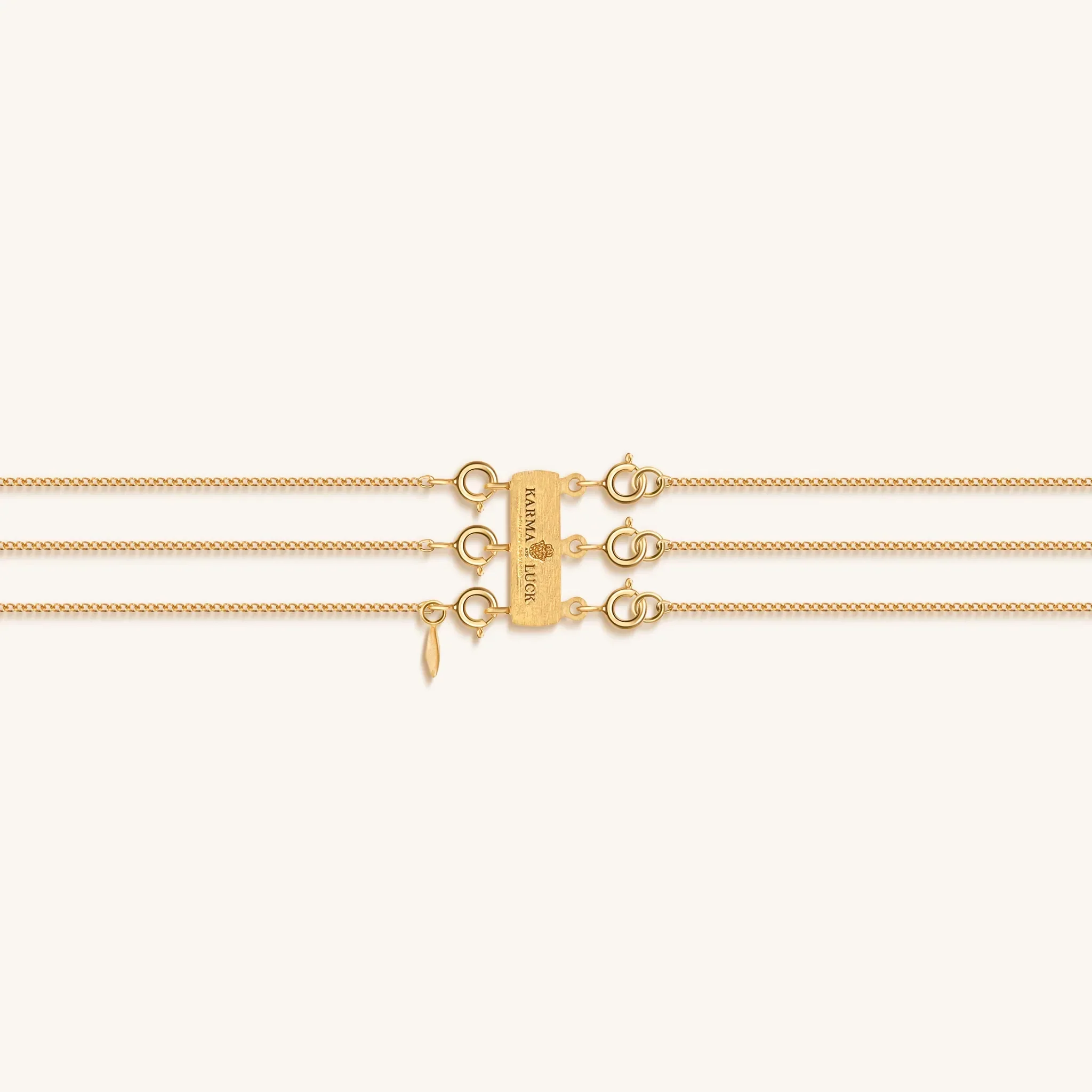 Aligned in Serenity - Lotus OM Chakra Bar Triple Layer Necklace - Image 4