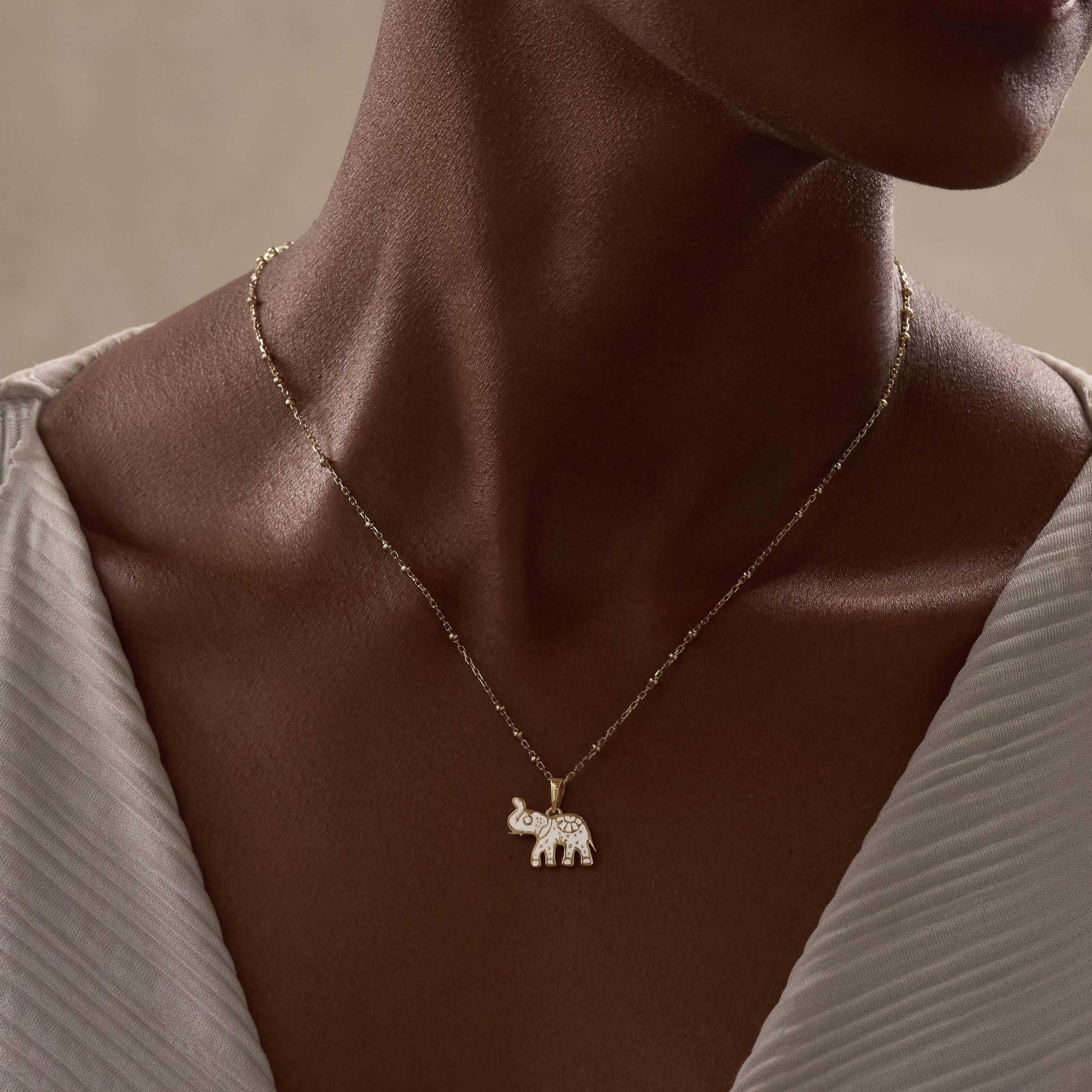 Ancient Wisdom - 14K Gold Elephant Necklace - Image 2