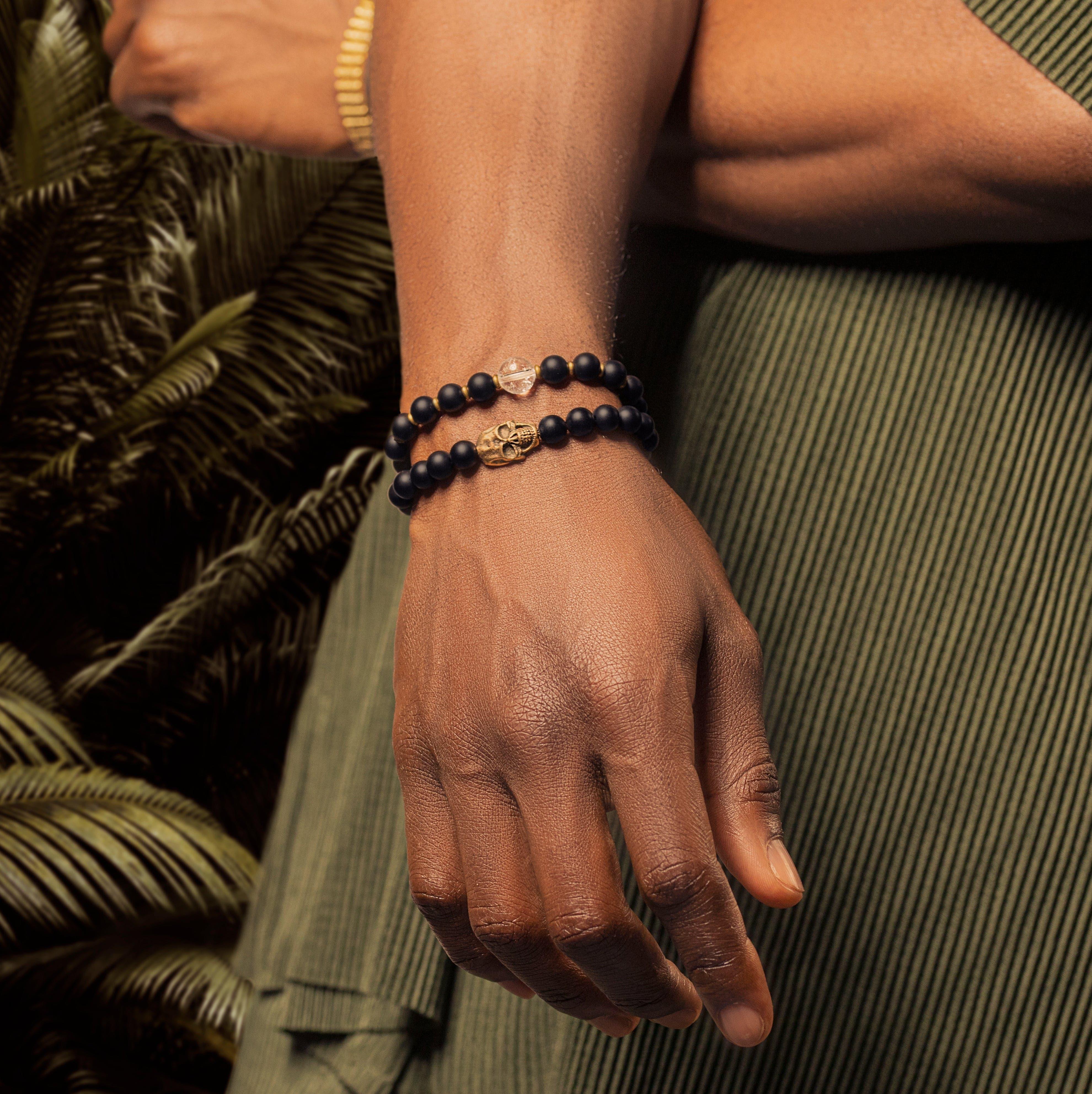 Celebrate Life - Matte Onyx Skull Charm Bracelet - Image 3