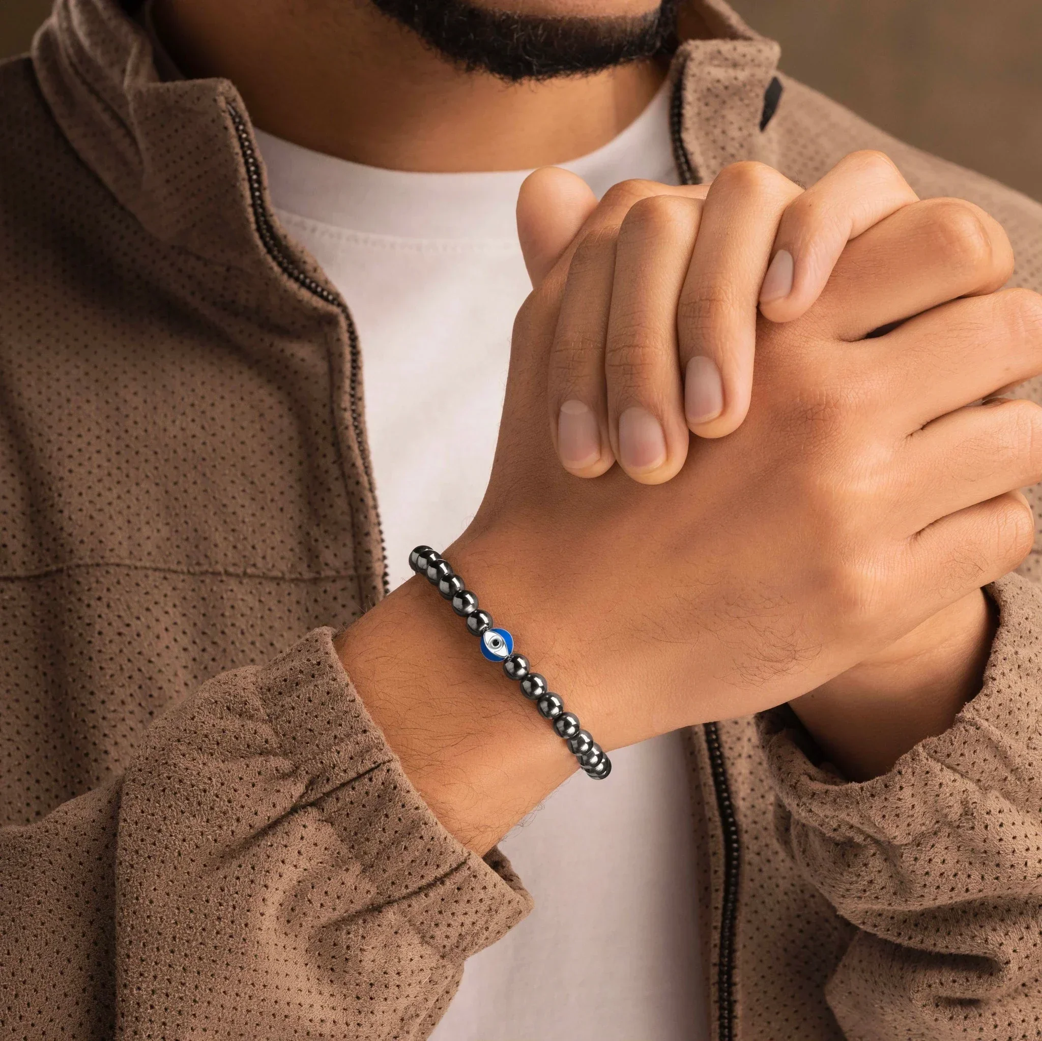 Auric Defender - Hematite Evil Eye Bracelet - Image 2