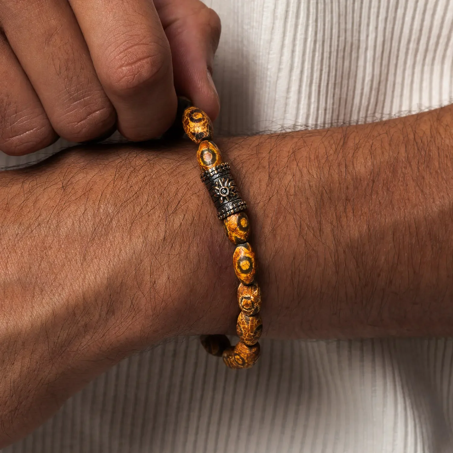 Balanced Energy Tibetan Brown Agate Sun Bracelet - Image 2