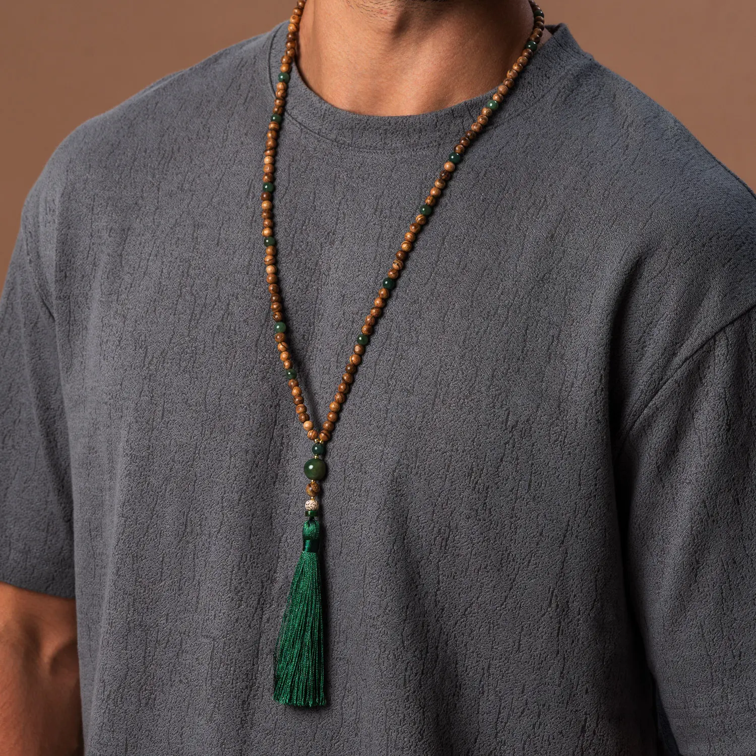 Balanced Mentality Agarwood and Jade Beaded Necklace - Image 2