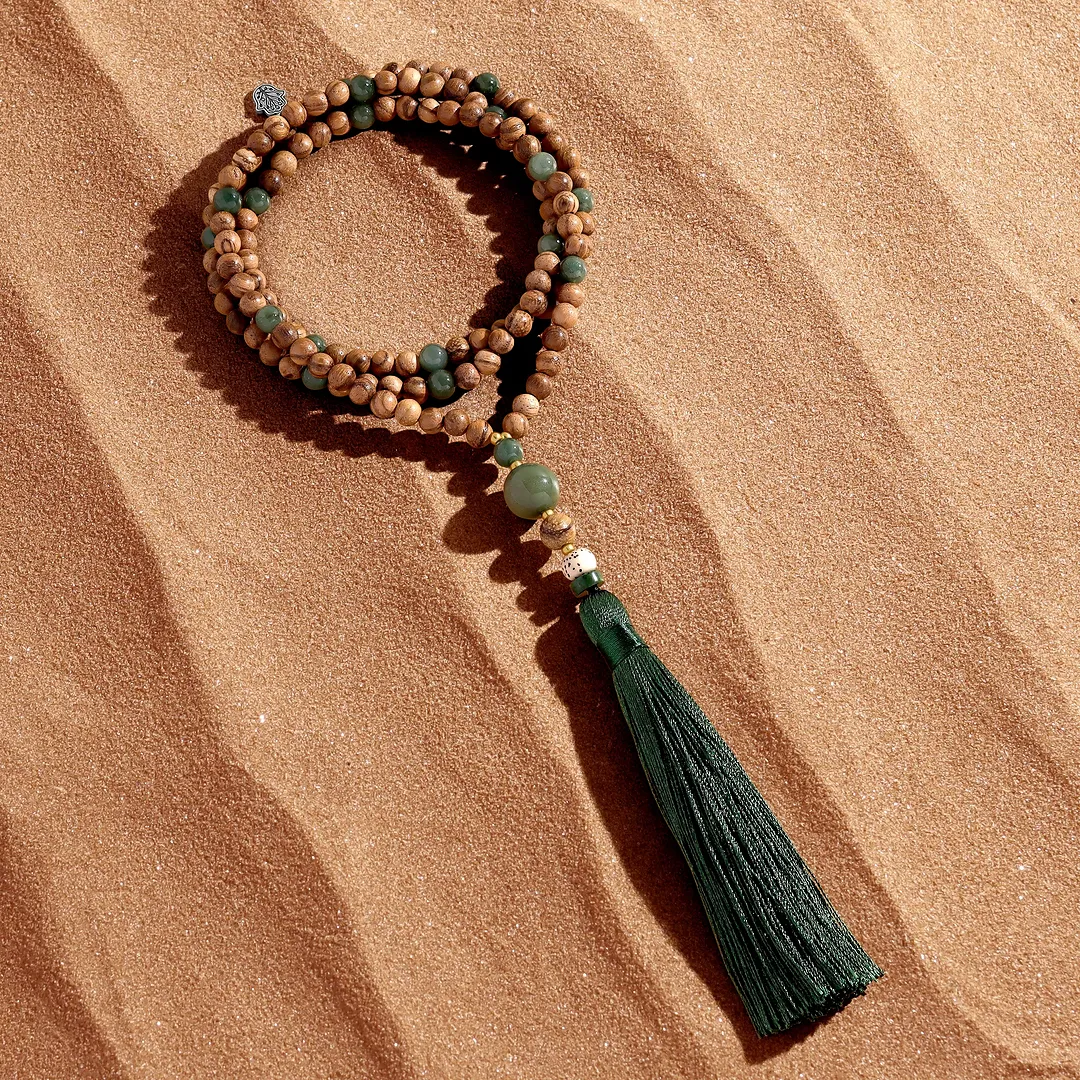 Balanced Mentality Agarwood and Jade Beaded Necklace - Image 4