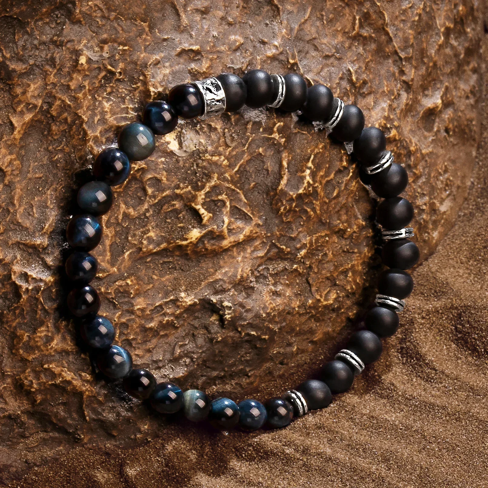 Balanced Perspective - Onyx & Blue Tiger's Eye Bracelet