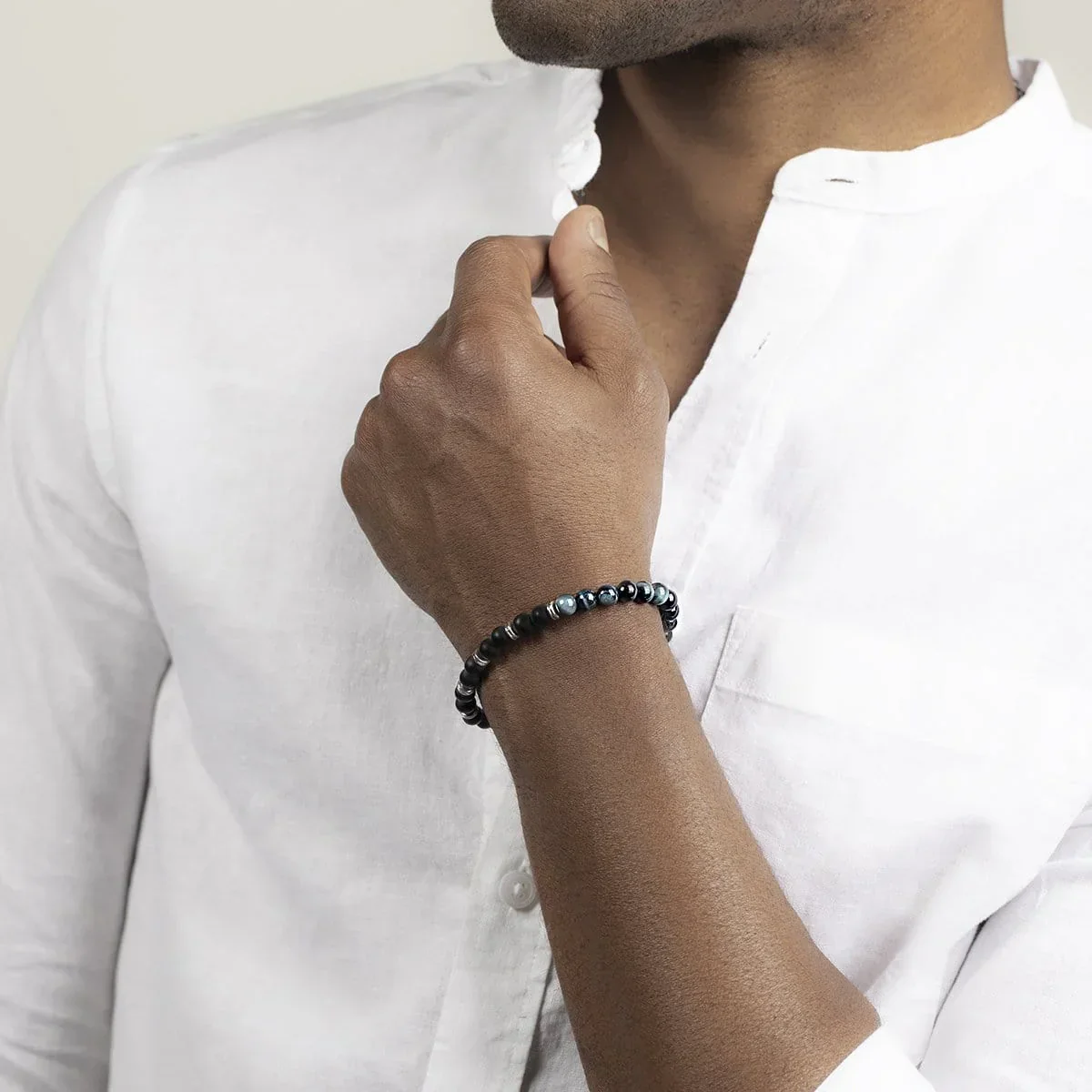 Balanced Perspective - Onyx & Blue Tiger's Eye Bracelet - Image 2