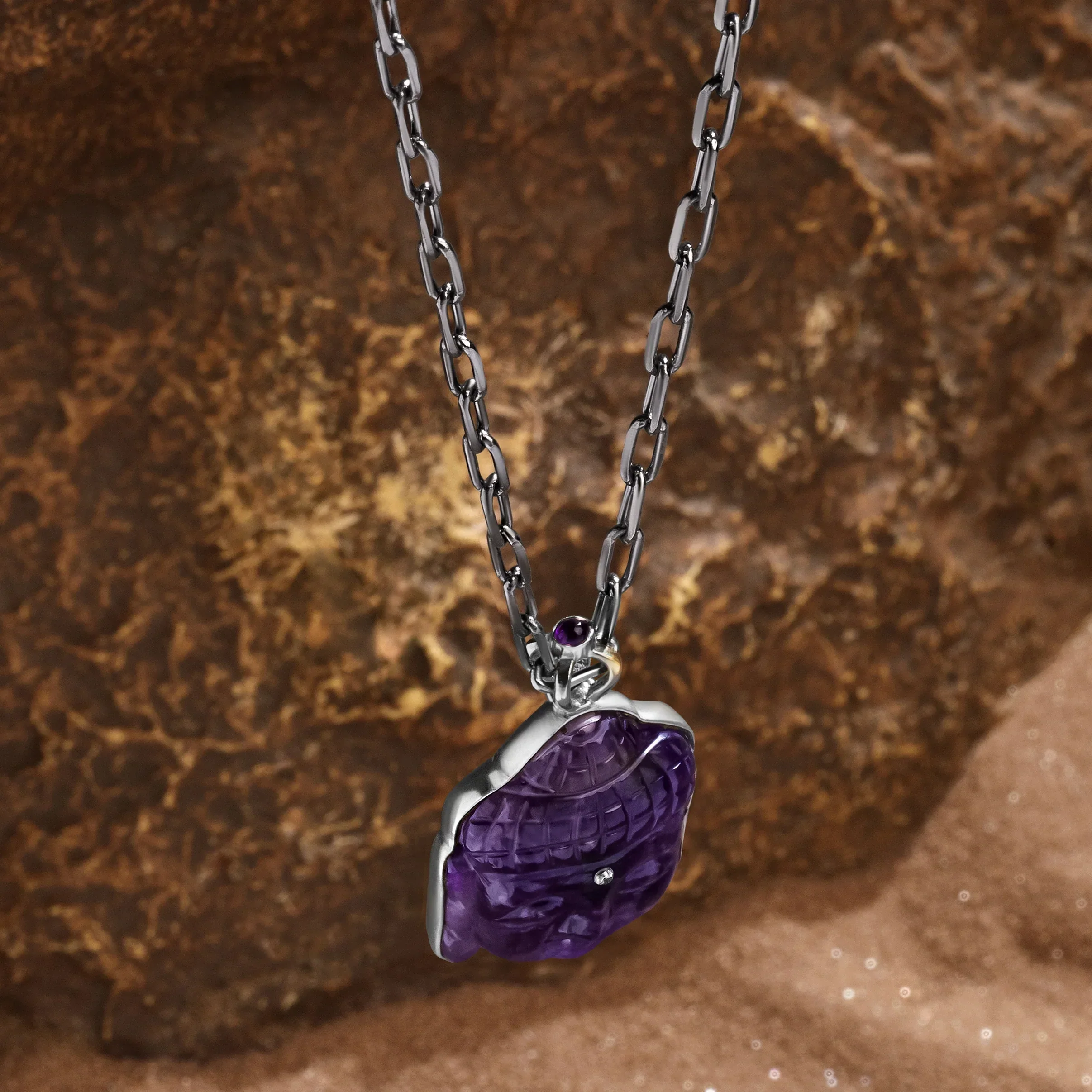 Enlightened Path - Amethyst Buddha Charm Necklace - Image 3