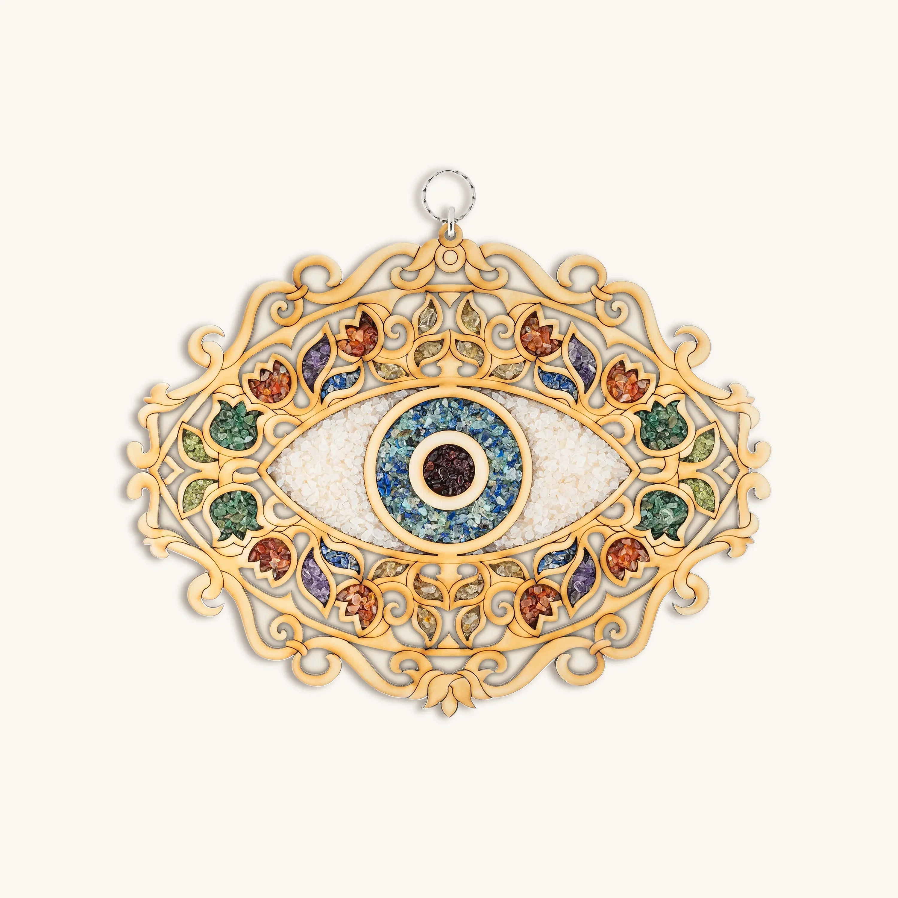 Benevolent Guardian Wooden Evil Eye Wall Blessing