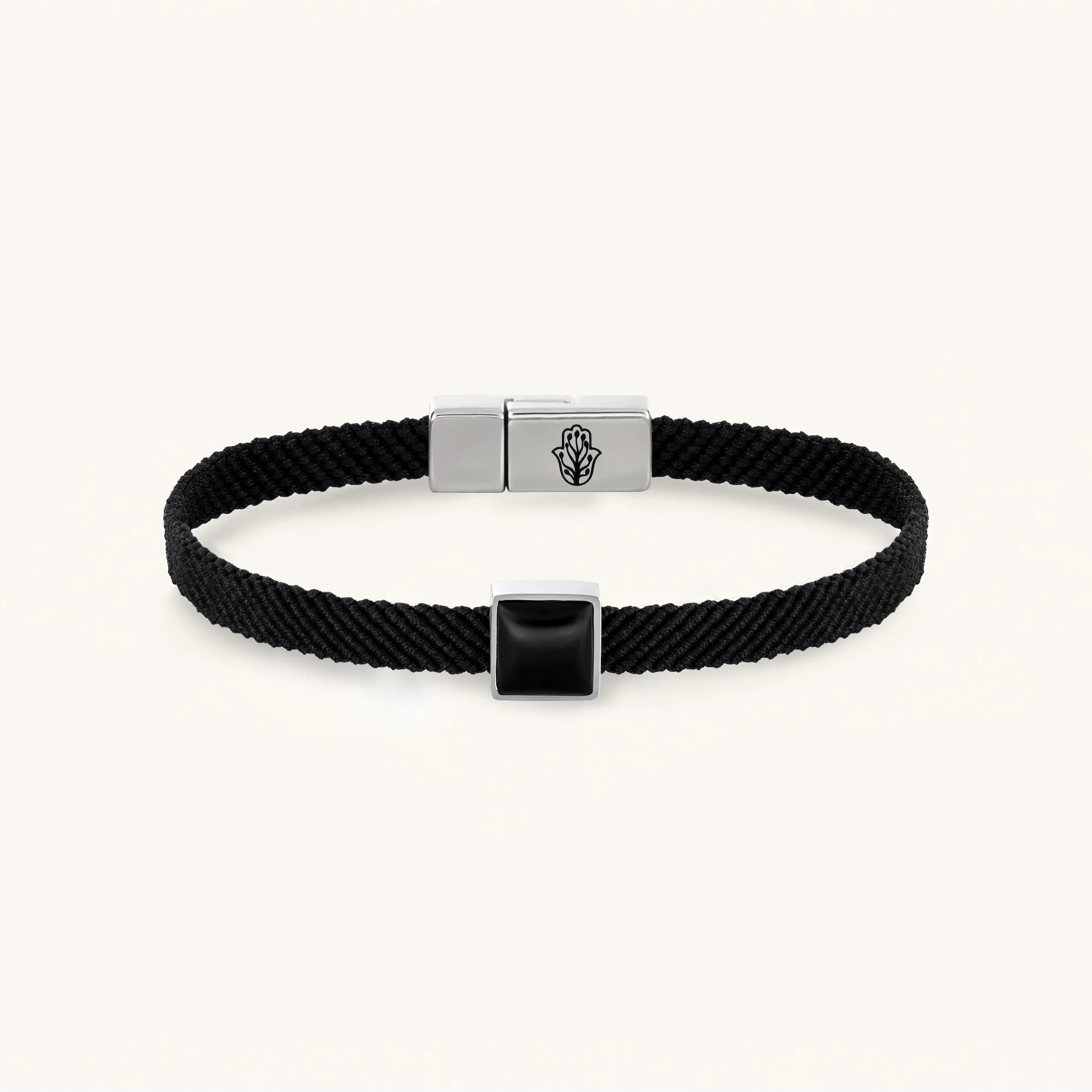 Black Macrame & Onyx Magnetic Bracelet