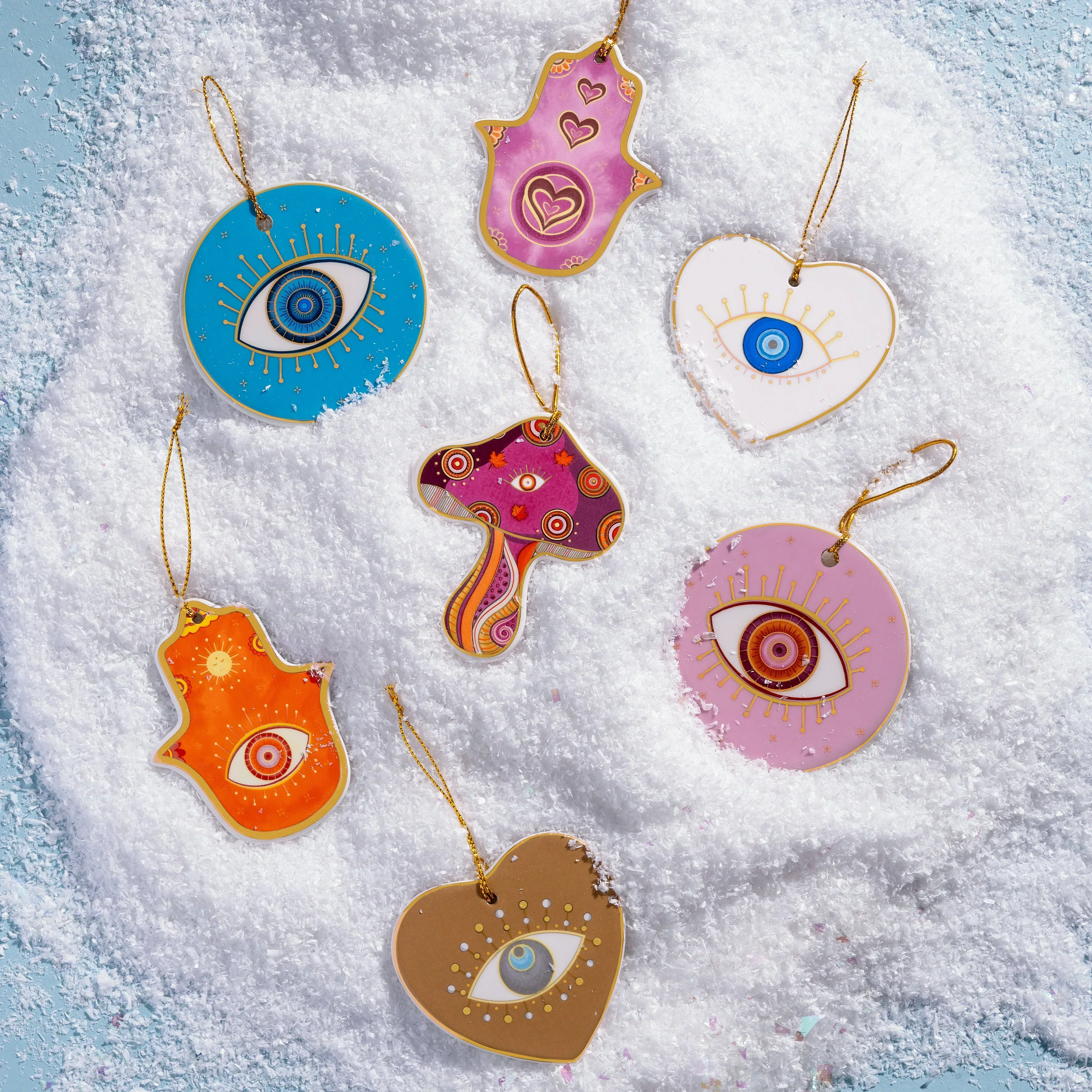 Brightened Holidays Ceramic Evil Eye Ornament - Image 2