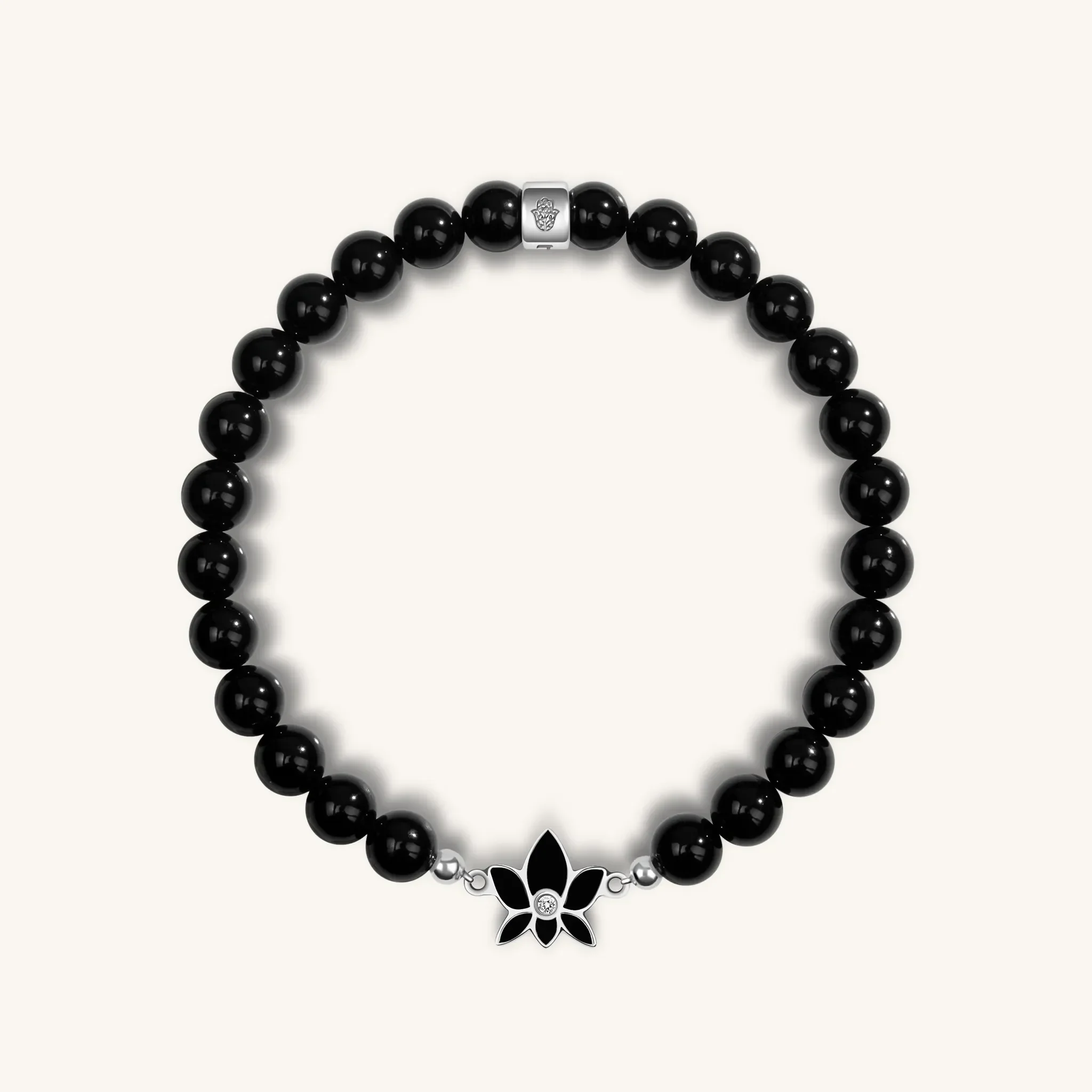 Bloom & Blossom - Black Onyx Lotus Diamond Bracelet