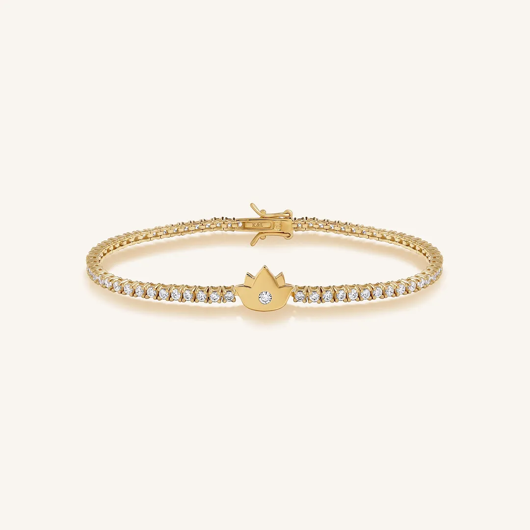 Blooming Serenity Gold Lotus Tennis Bracelet - Image 6