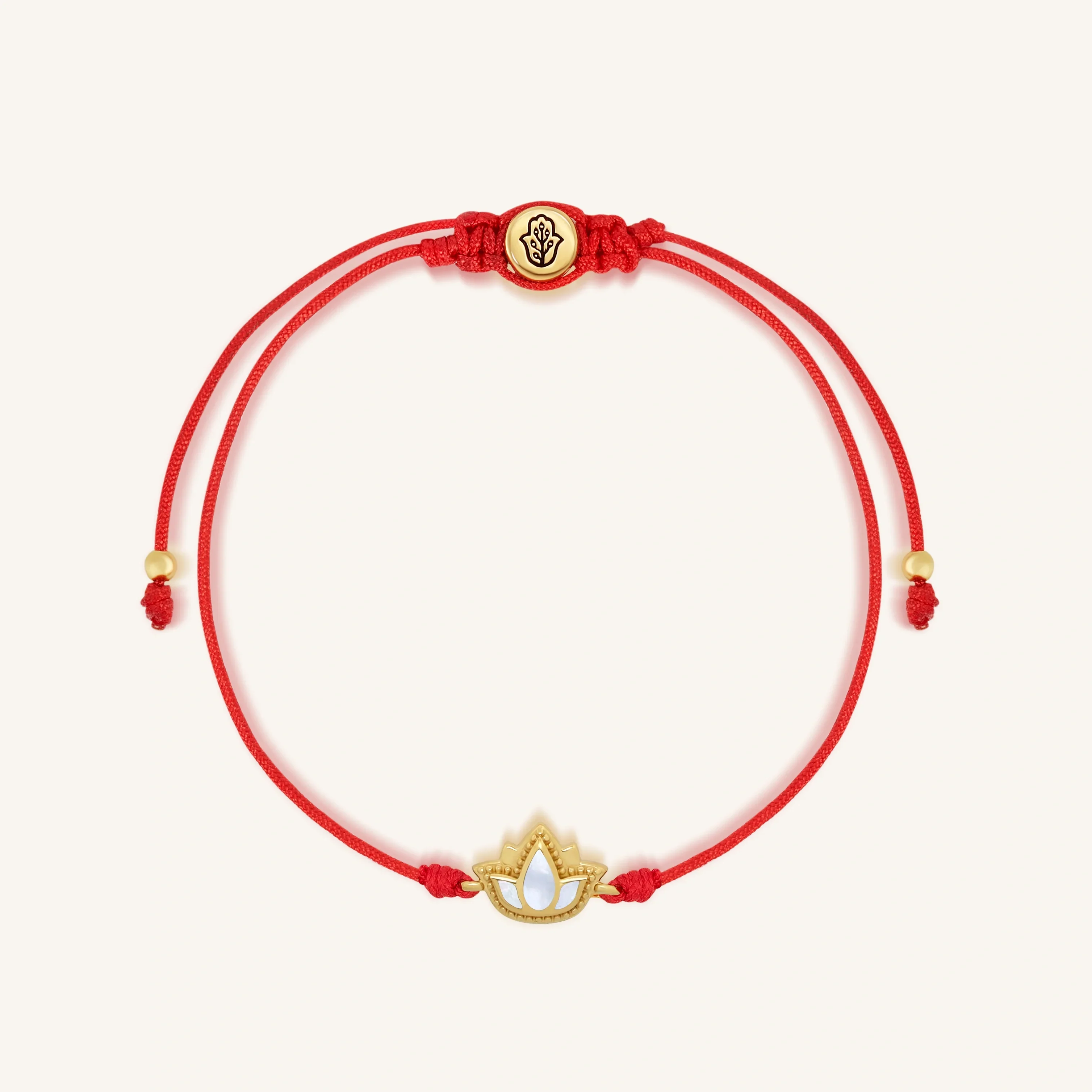 Blossoming Spirit Mother of Pearl Lotus Red String Bracelet