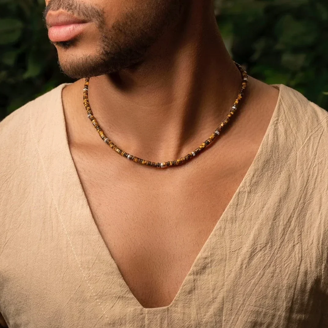 Bold Heart - Tiger's Eye Heishi Choker Necklace - Image 2