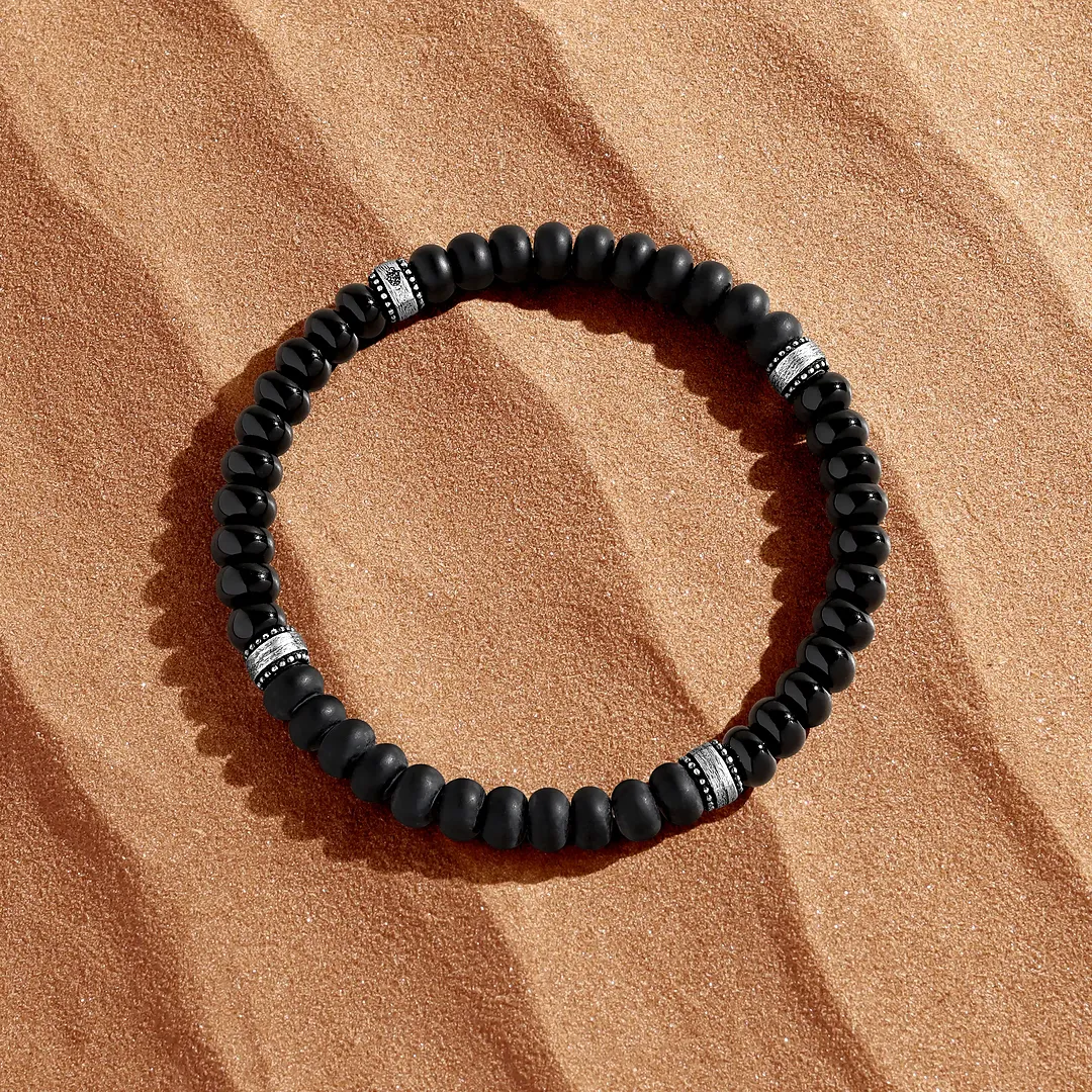 Bound Clarity – Onyx Milgrain Barrel Bracelet