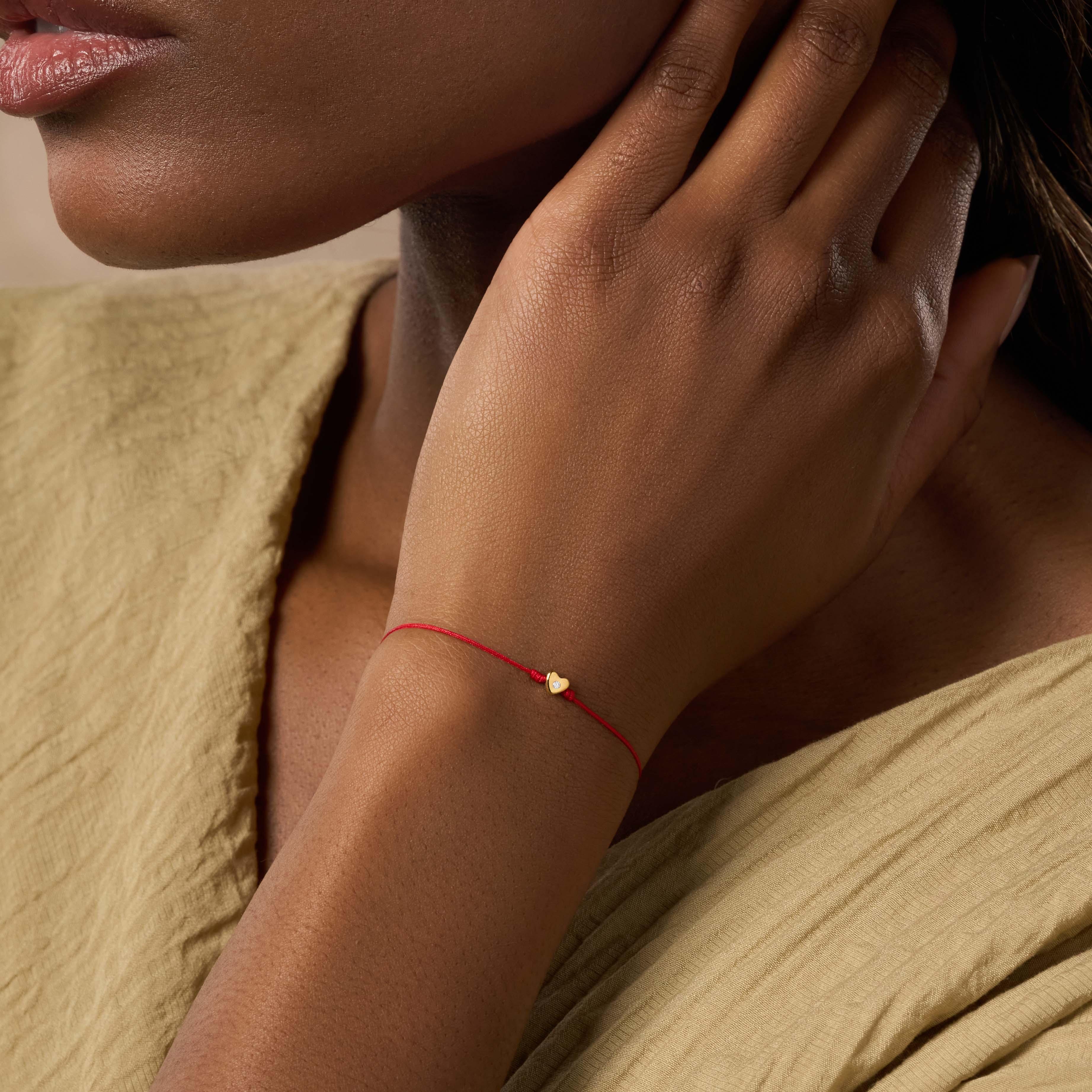 Boundless Freedom 14K Gold Heart Red String Bracelet - Image 2