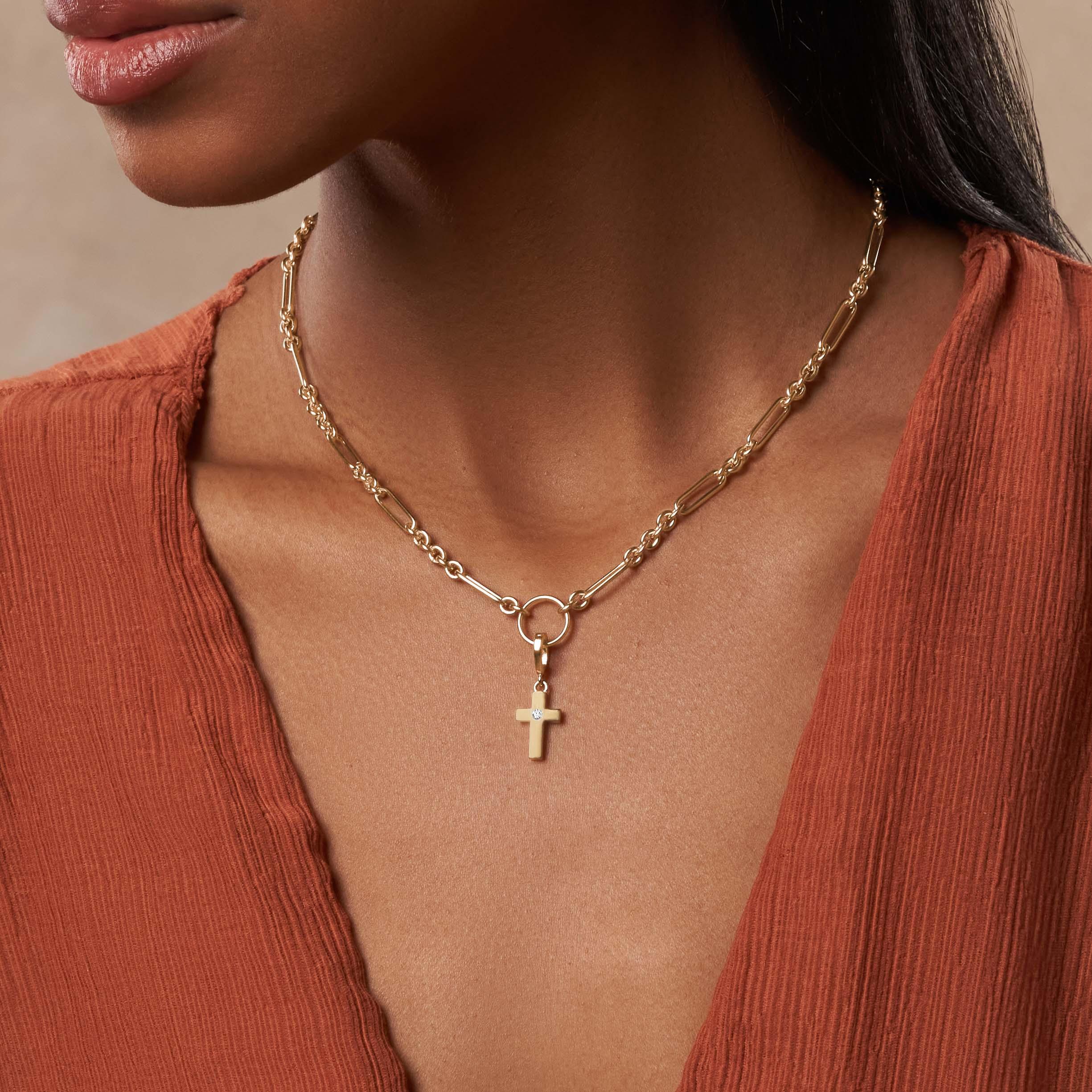 Gleaming Faith Gold Cross Charm - Image 2