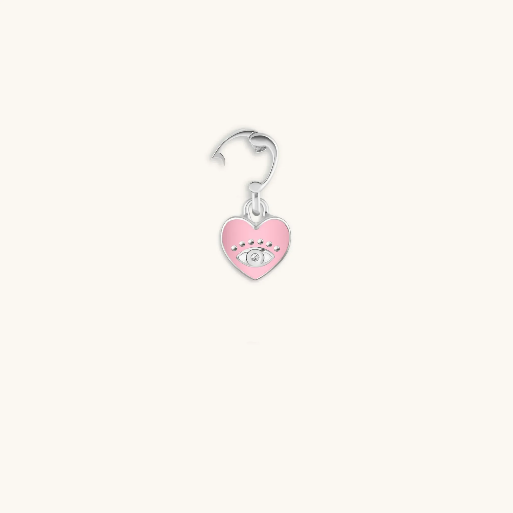 Love’s Protection - Heart with Evil Eye Silver Charm - Image 3