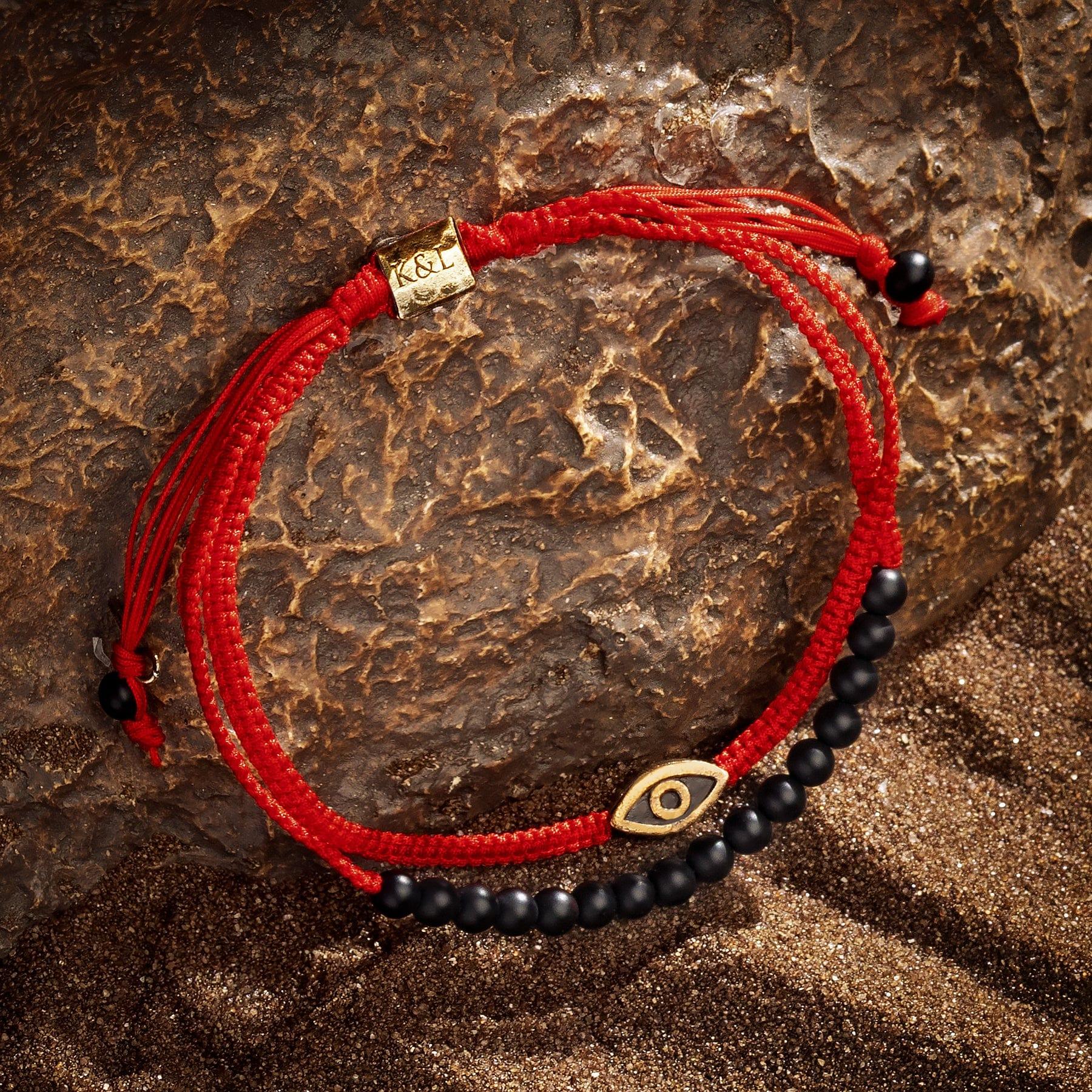 Brave Gaze - Red String Matte Onyx Evil Eye Bracelet - Image 3