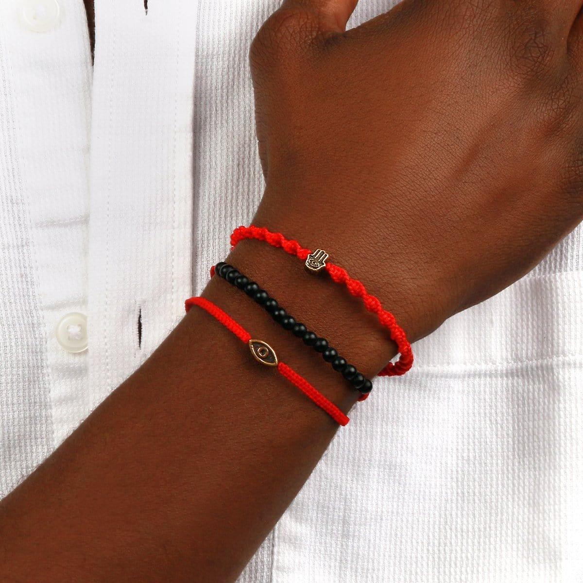 Brave Gaze - Red String Matte Onyx Evil Eye Bracelet - Image 4