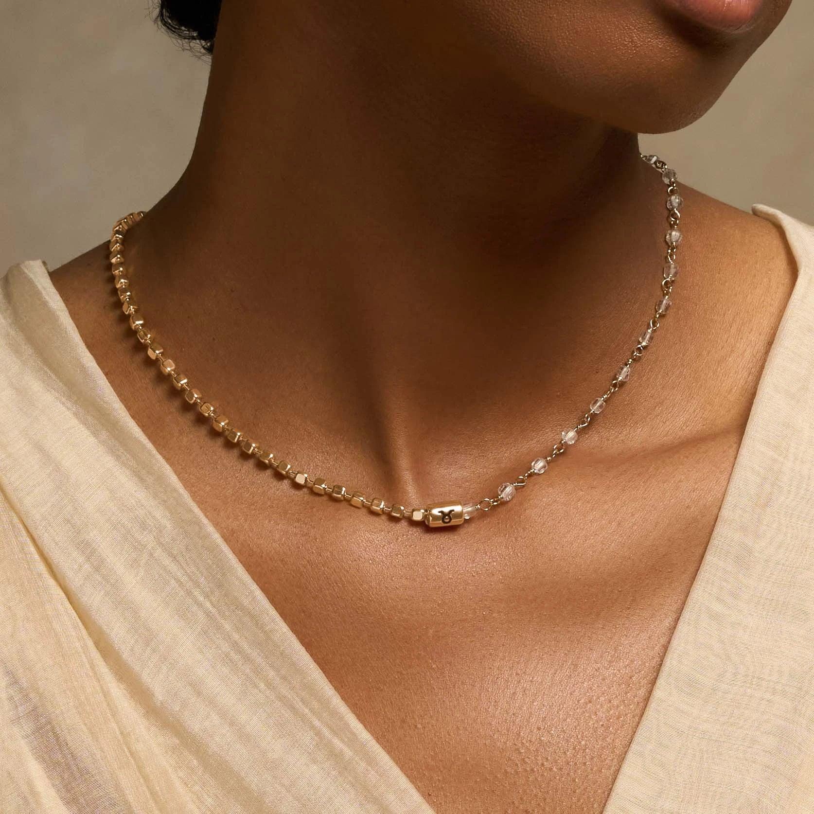 Calm Anchor Taurus Crystal Quartz Necklace - Image 2