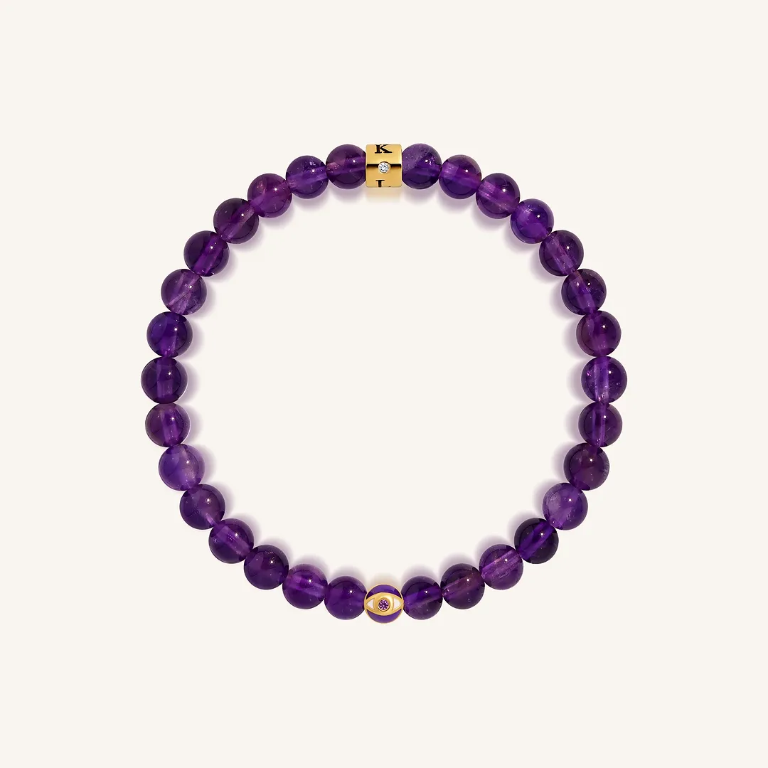 Calm Spirit Amethyst February Birthstone Evil Eye Kid's Bracelet