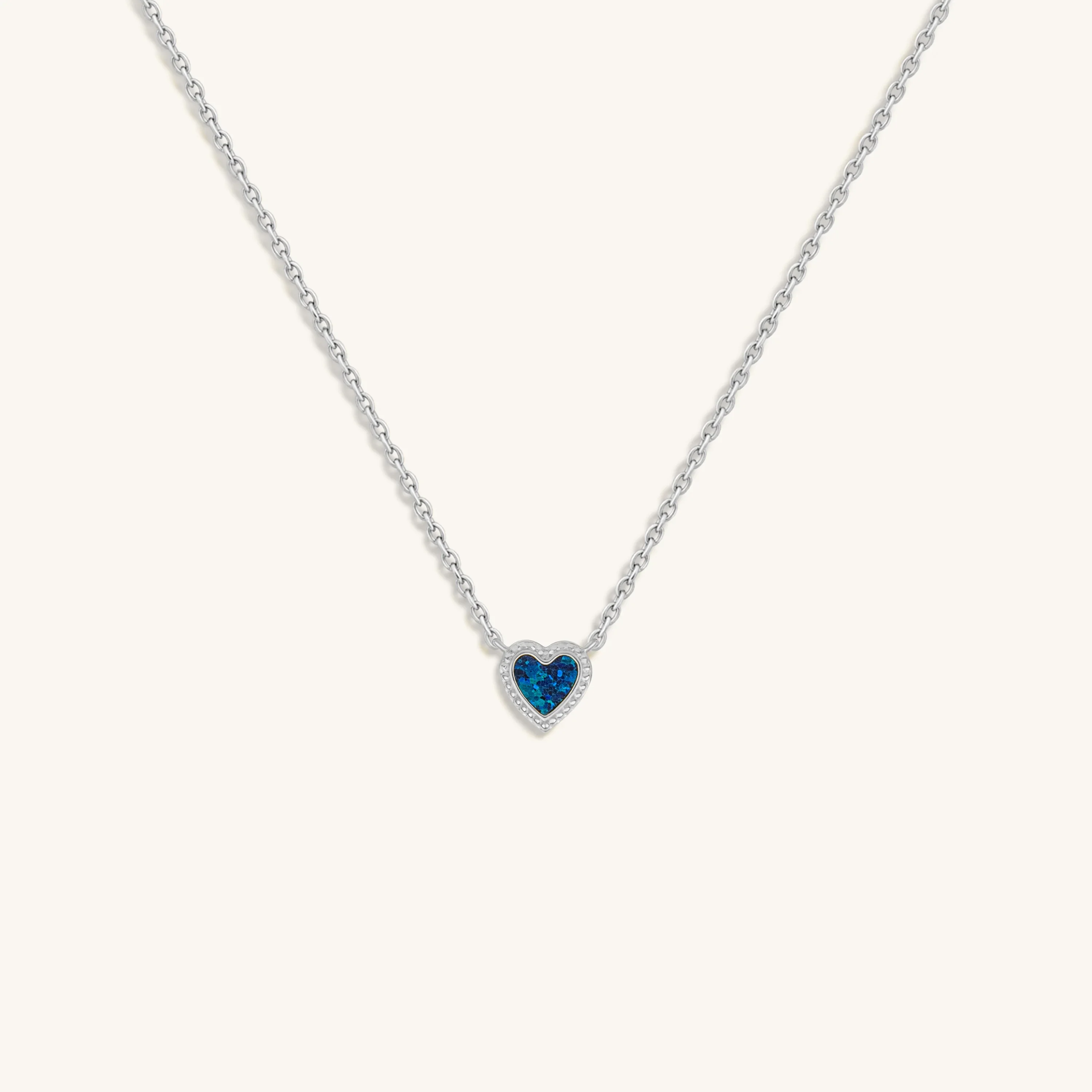 Calming Energy Lab Blue Opal Heart Silver Necklace
