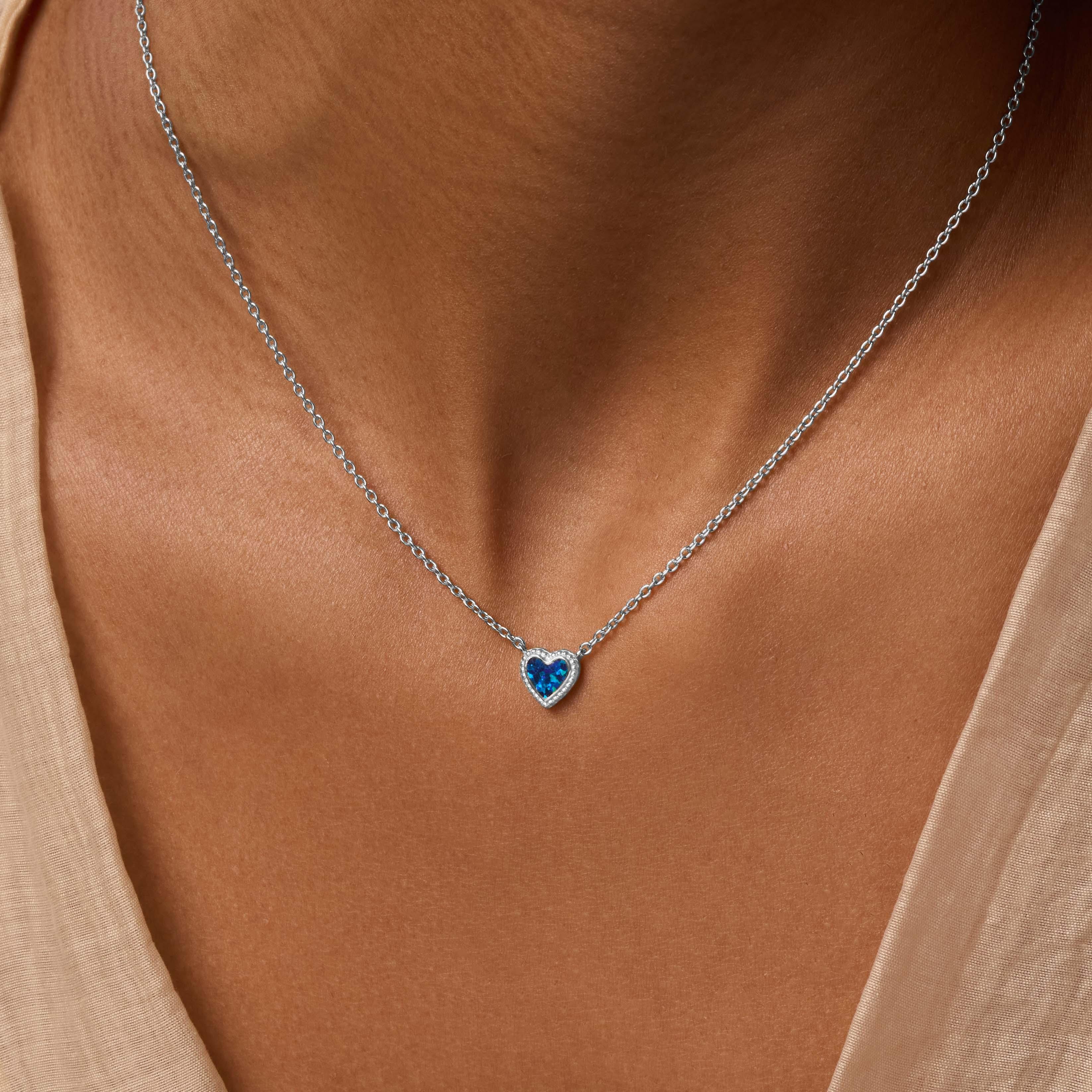 Calming Energy Lab Blue Opal Heart Silver Necklace - Image 2