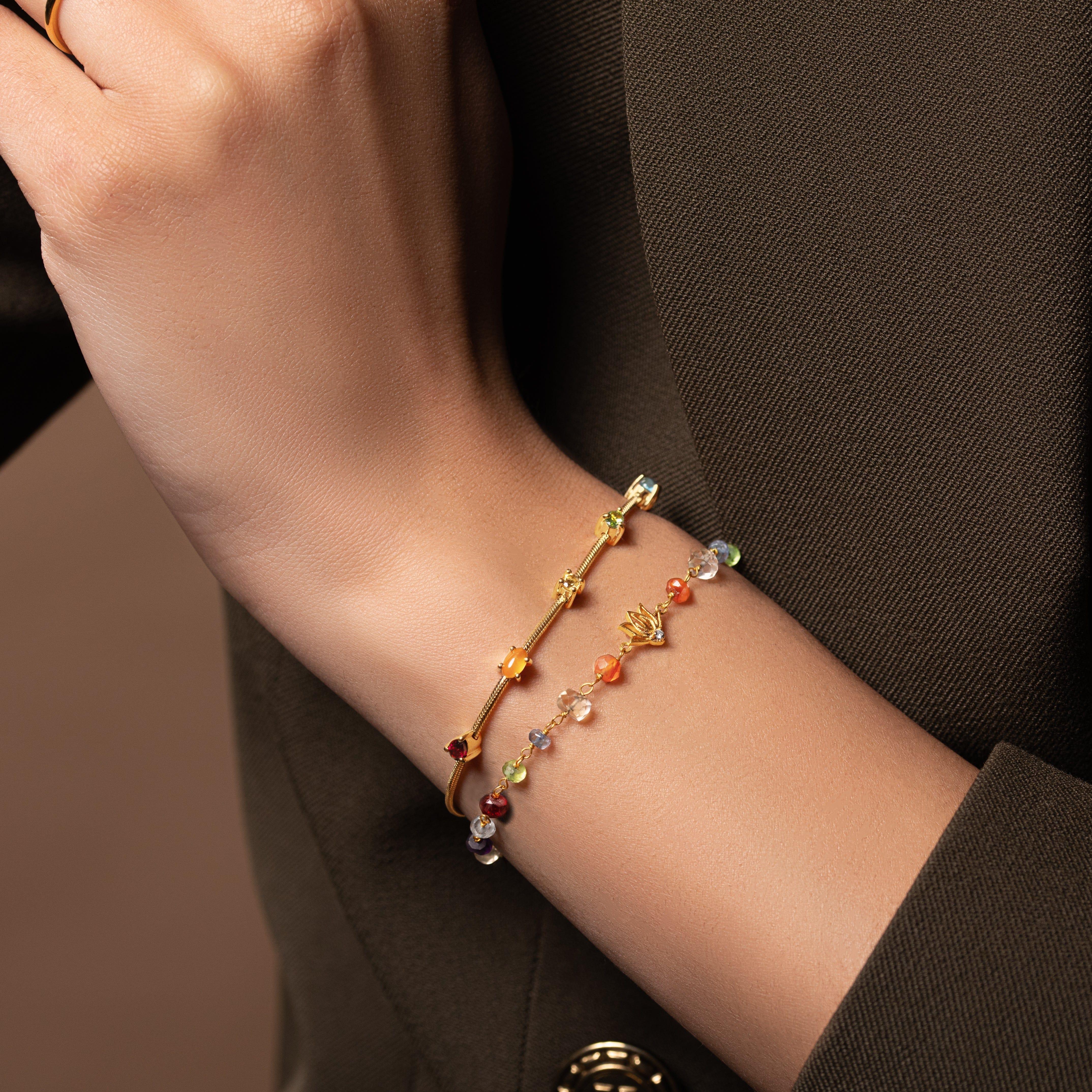 Careful Alignment - Gold Plated 7 Stones Chakra Bracelet - Image 5
