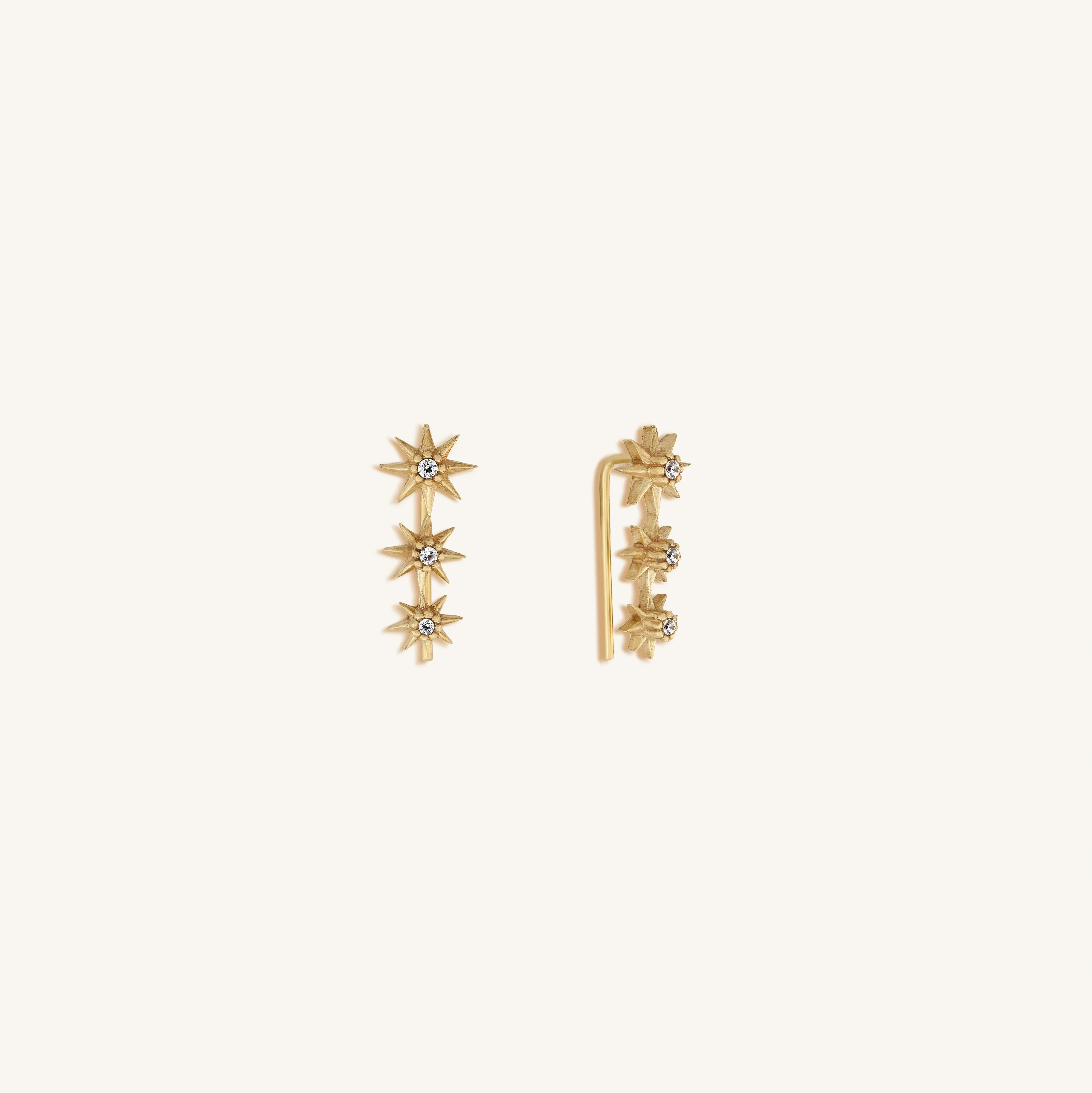 Celestial Being Star Gold Climber Earrings - Image 3