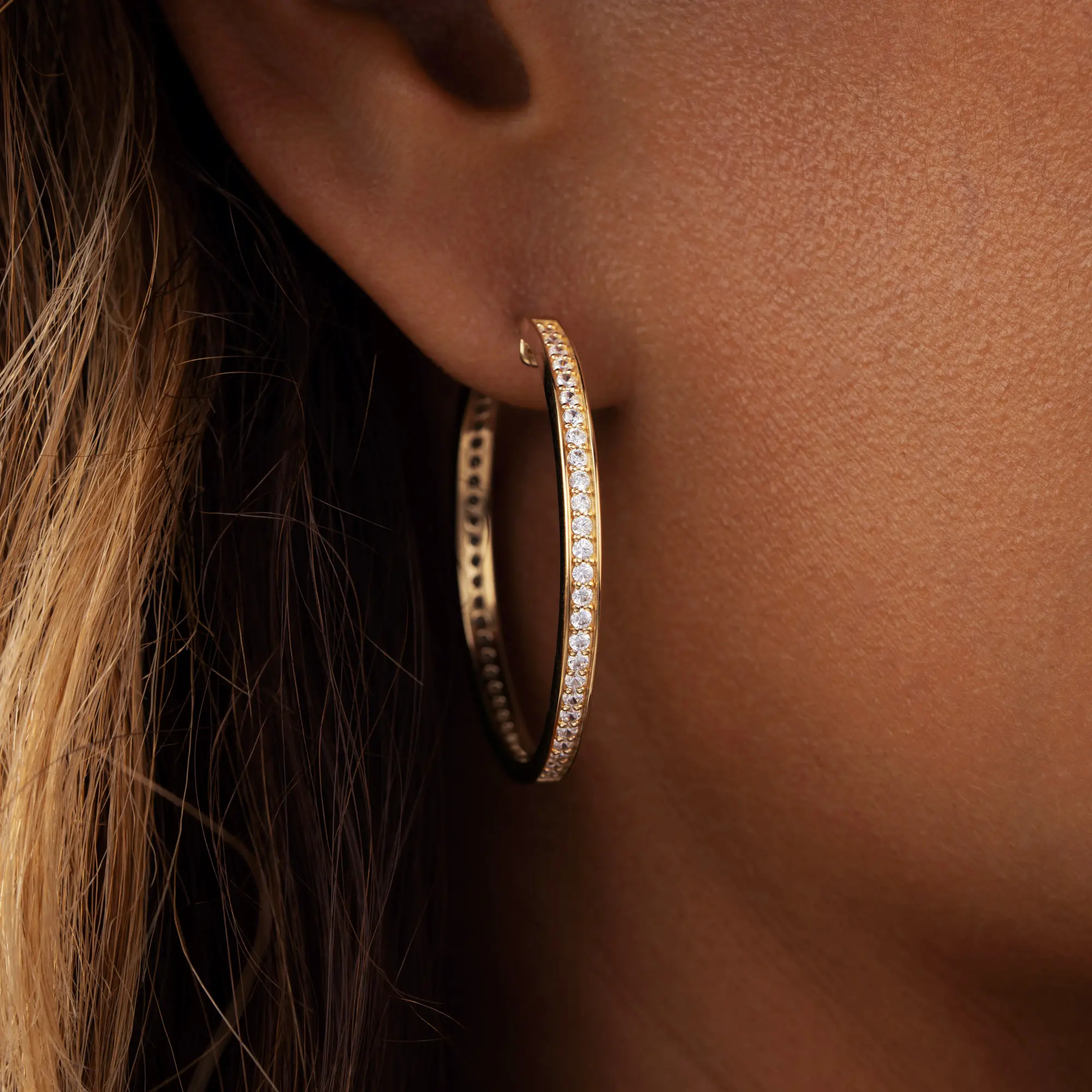 Celestial Radiance Gold Hoop Earrings - Image 2