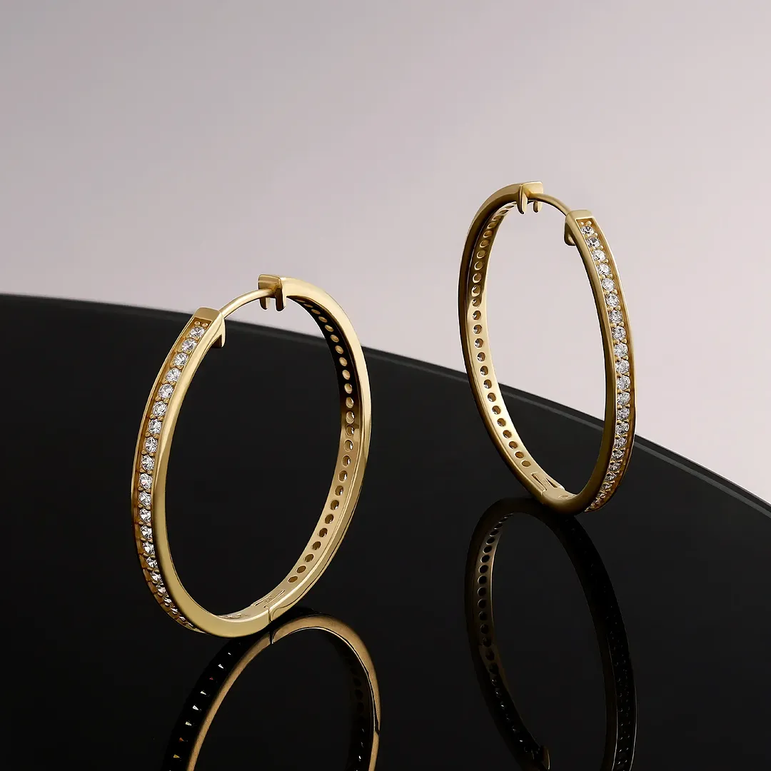 Celestial Radiance Gold Hoop Earrings - Image 3