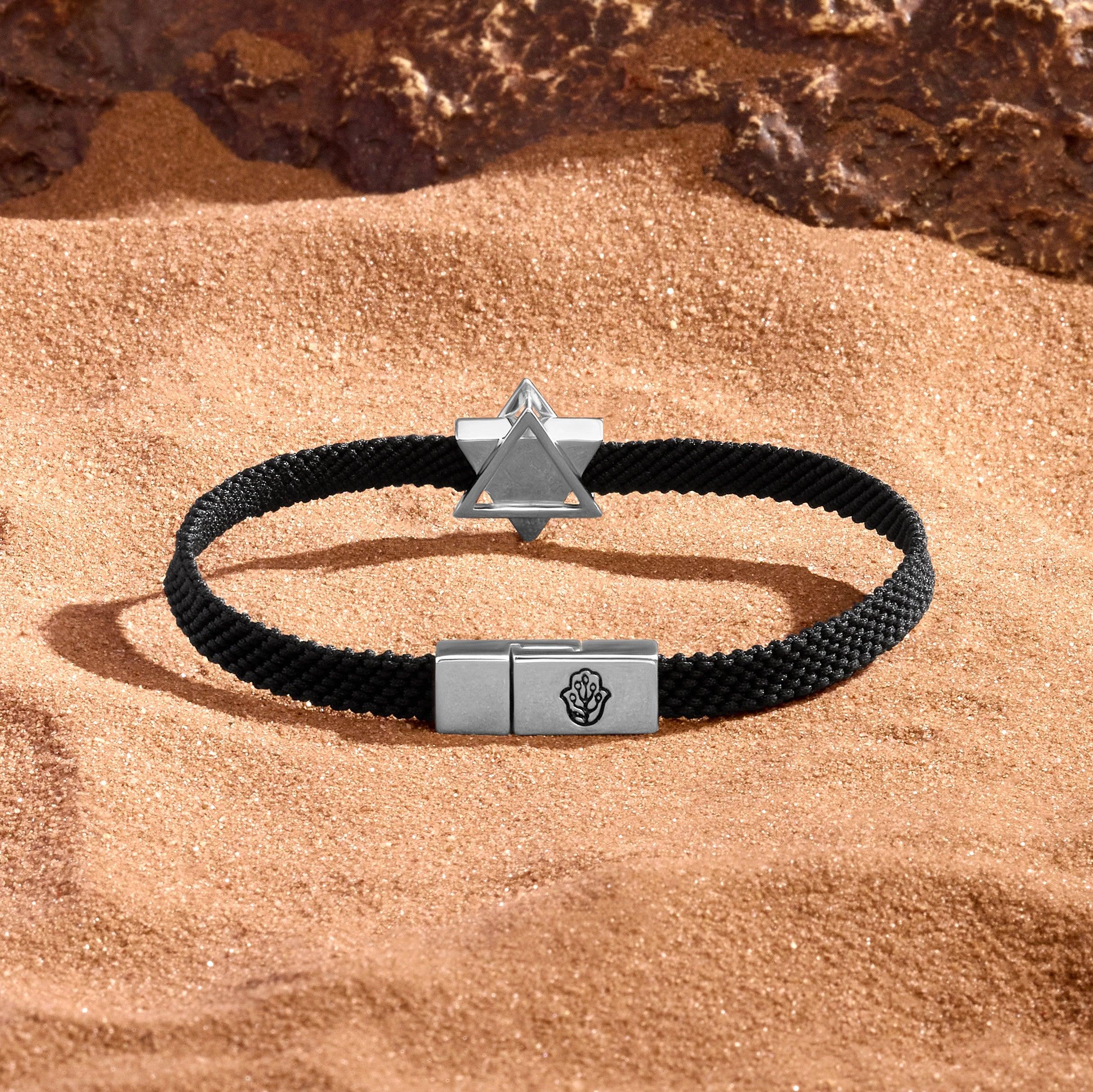 Celestial Shield Lapis Lazuli Star of David Black String Bracelet - Image 3