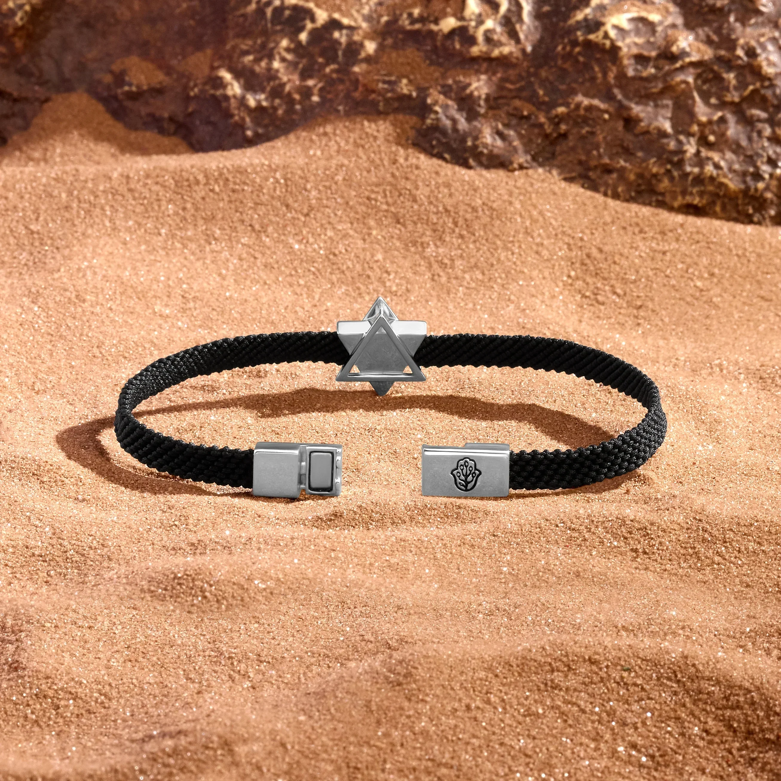 Celestial Shield Lapis Lazuli Star of David Black String Bracelet - Image 4