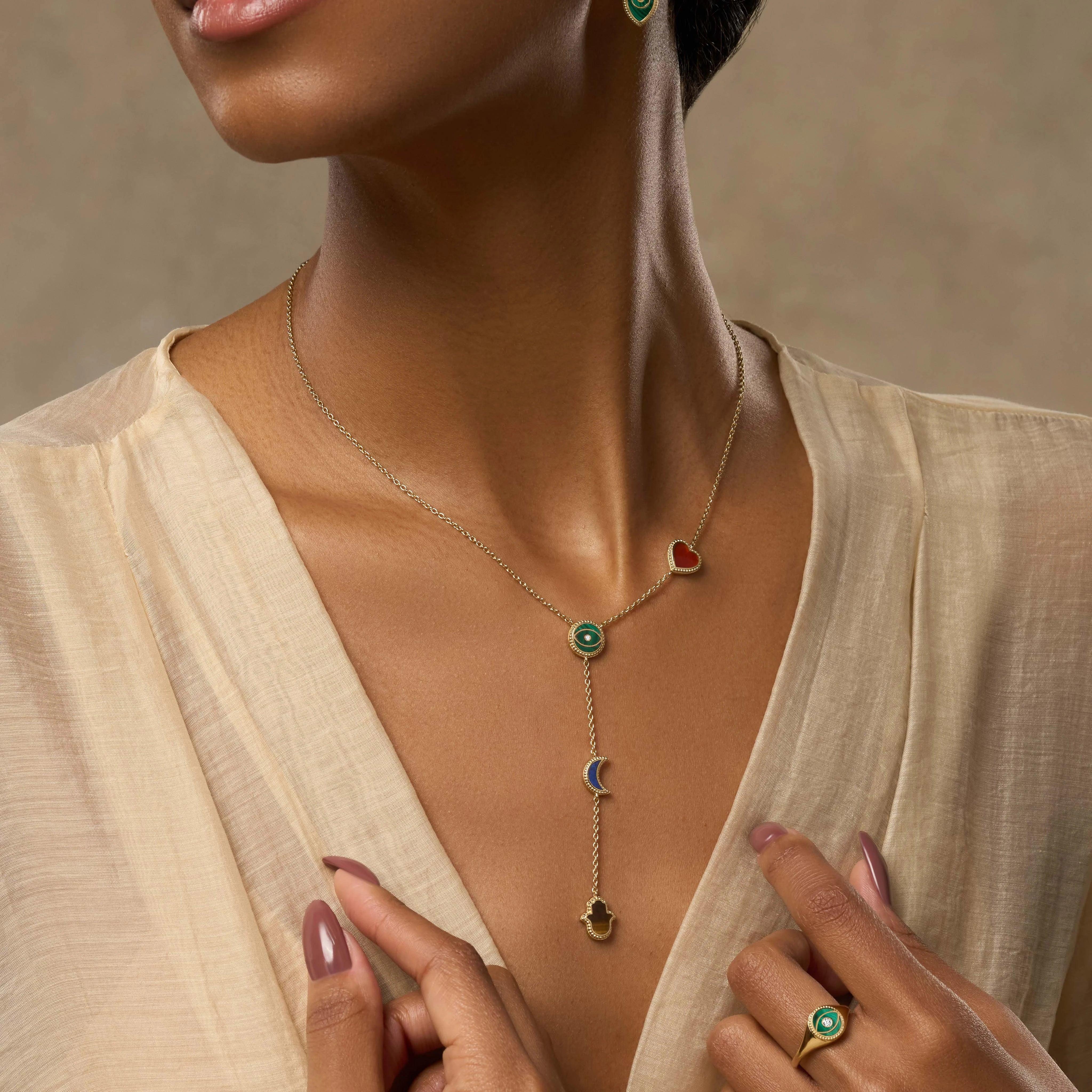 Celestial Wisdom Multi-Symbol & Multi-Gemstone Necklace - Image 2