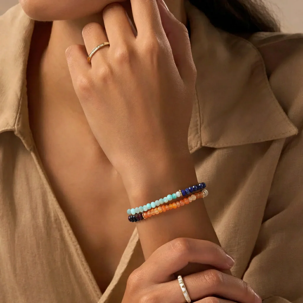 Chakra Bloom Gemstone Heart Wrap Bracelet - Image 2