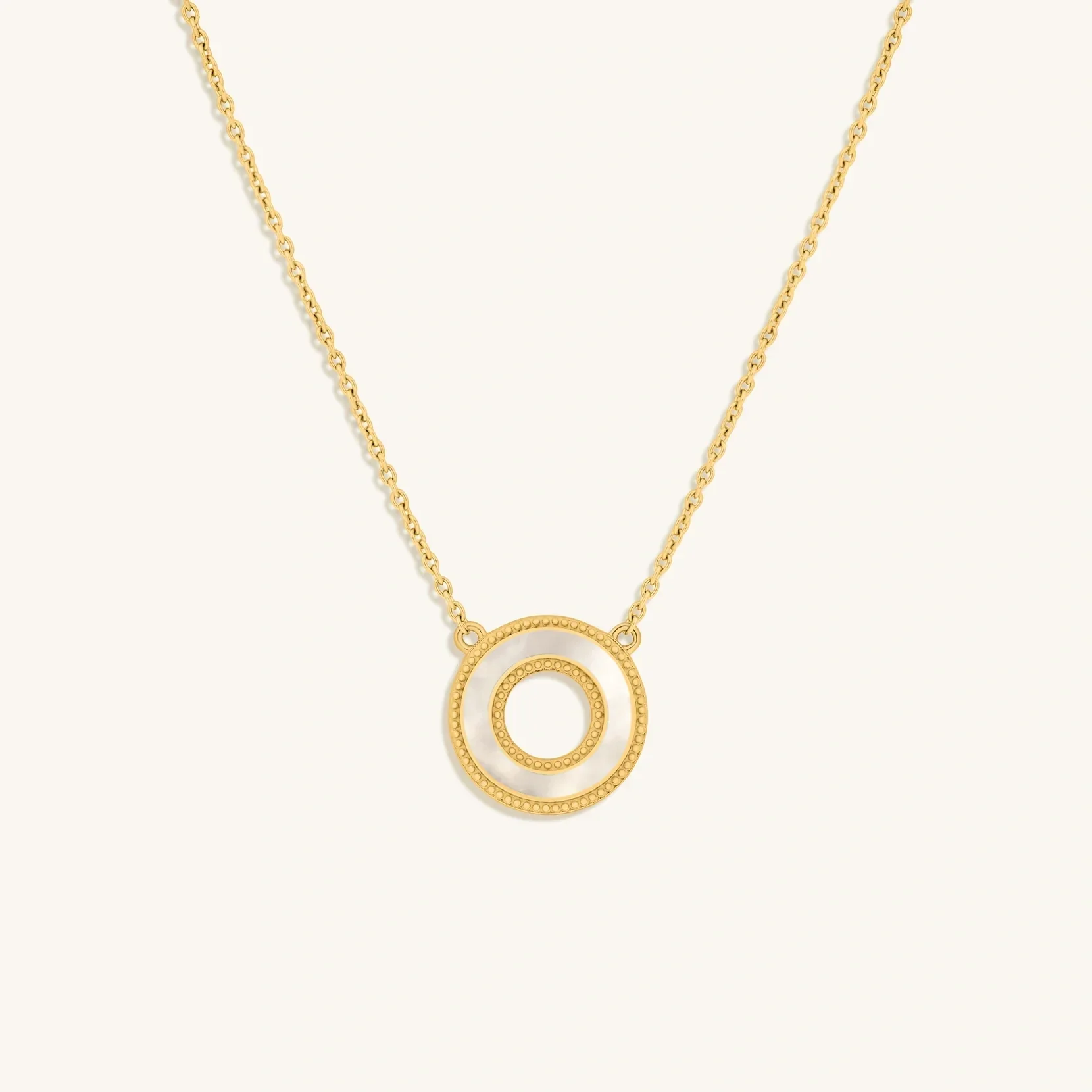 Cherished Flow White Mother of Pearl Karma Circle Gold Necklace