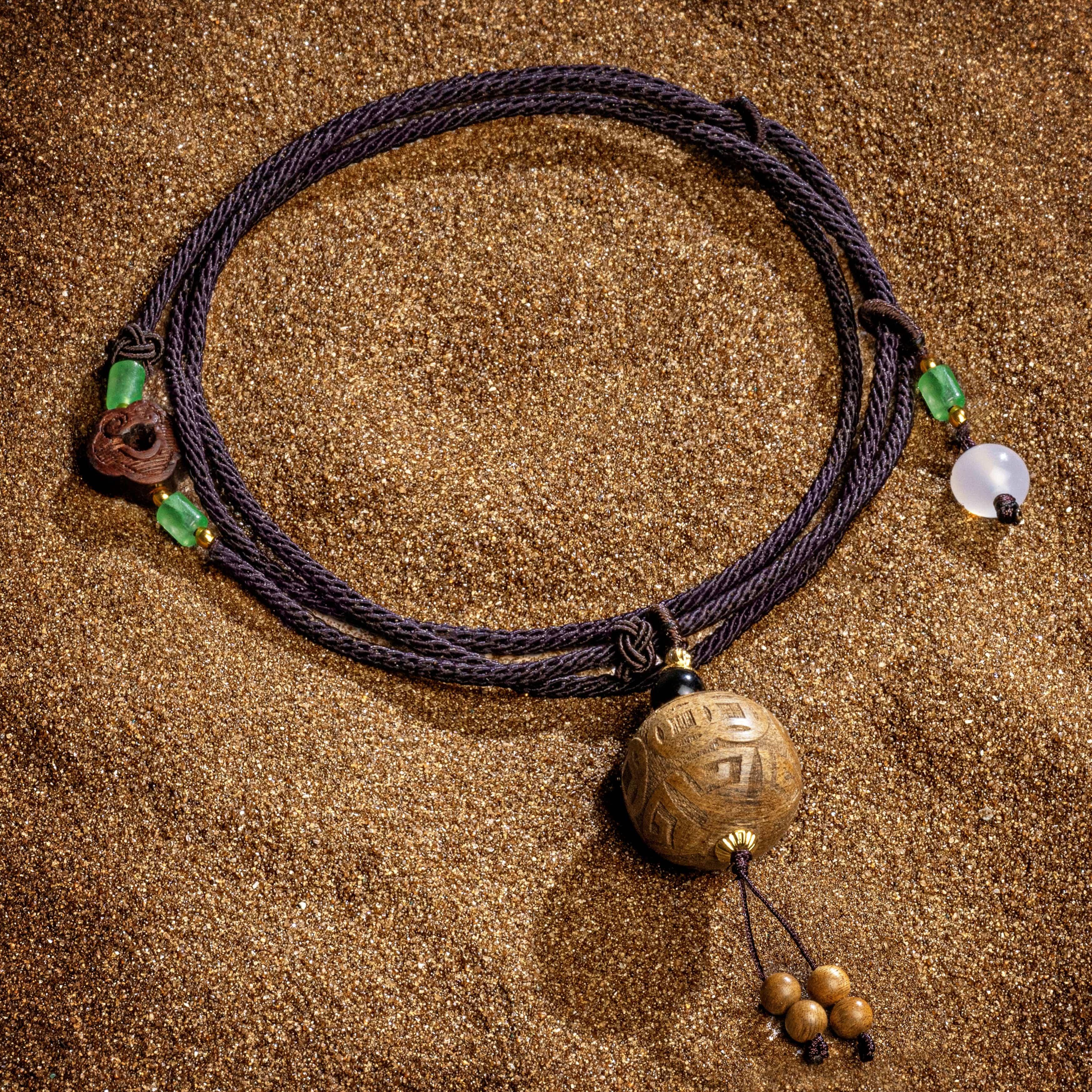 Clarity & Grounding - Agarwood Jade Onyx Black Cord Necklace - Image 3