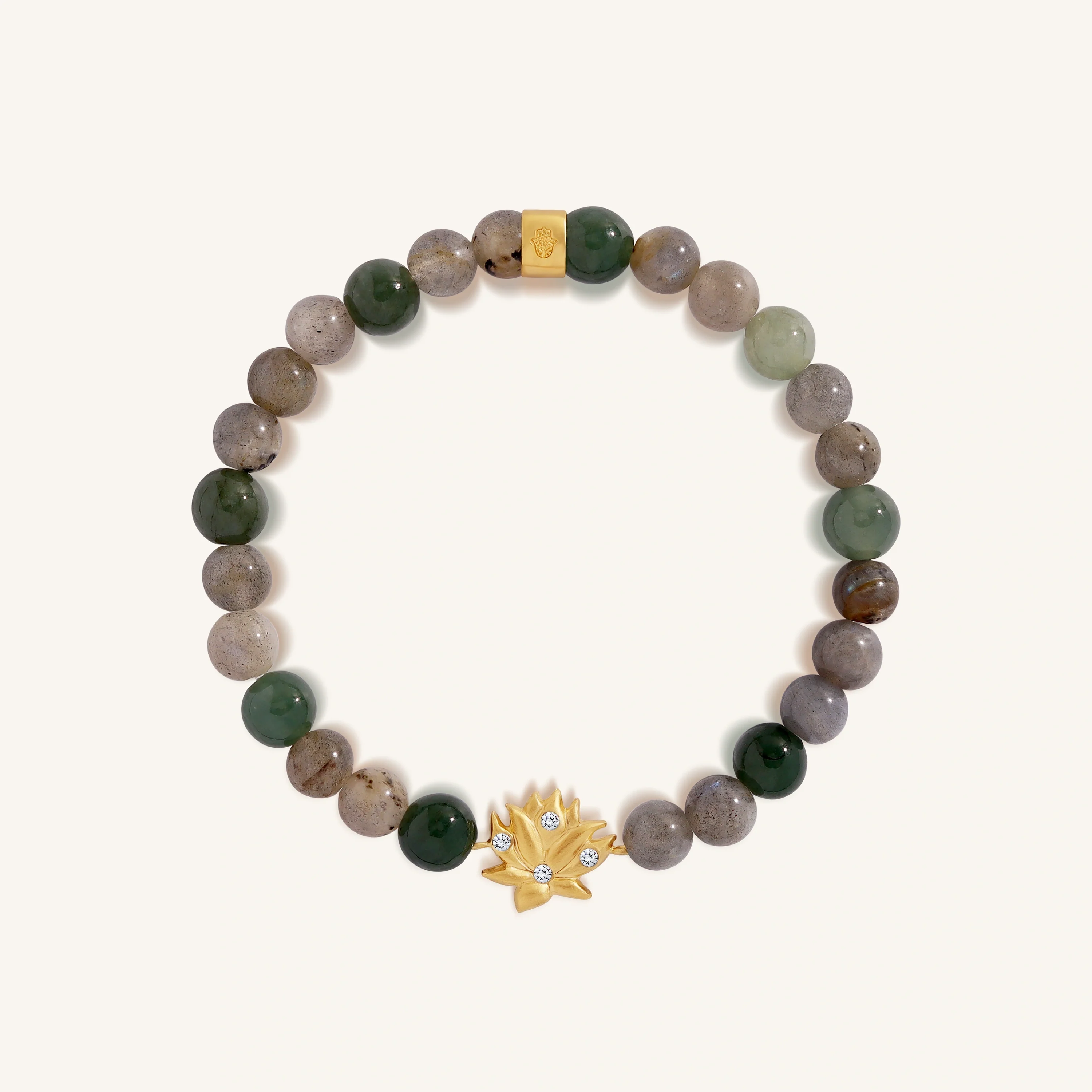 Clarity of Spirit Labradorite & Jade Lotus Bracelet