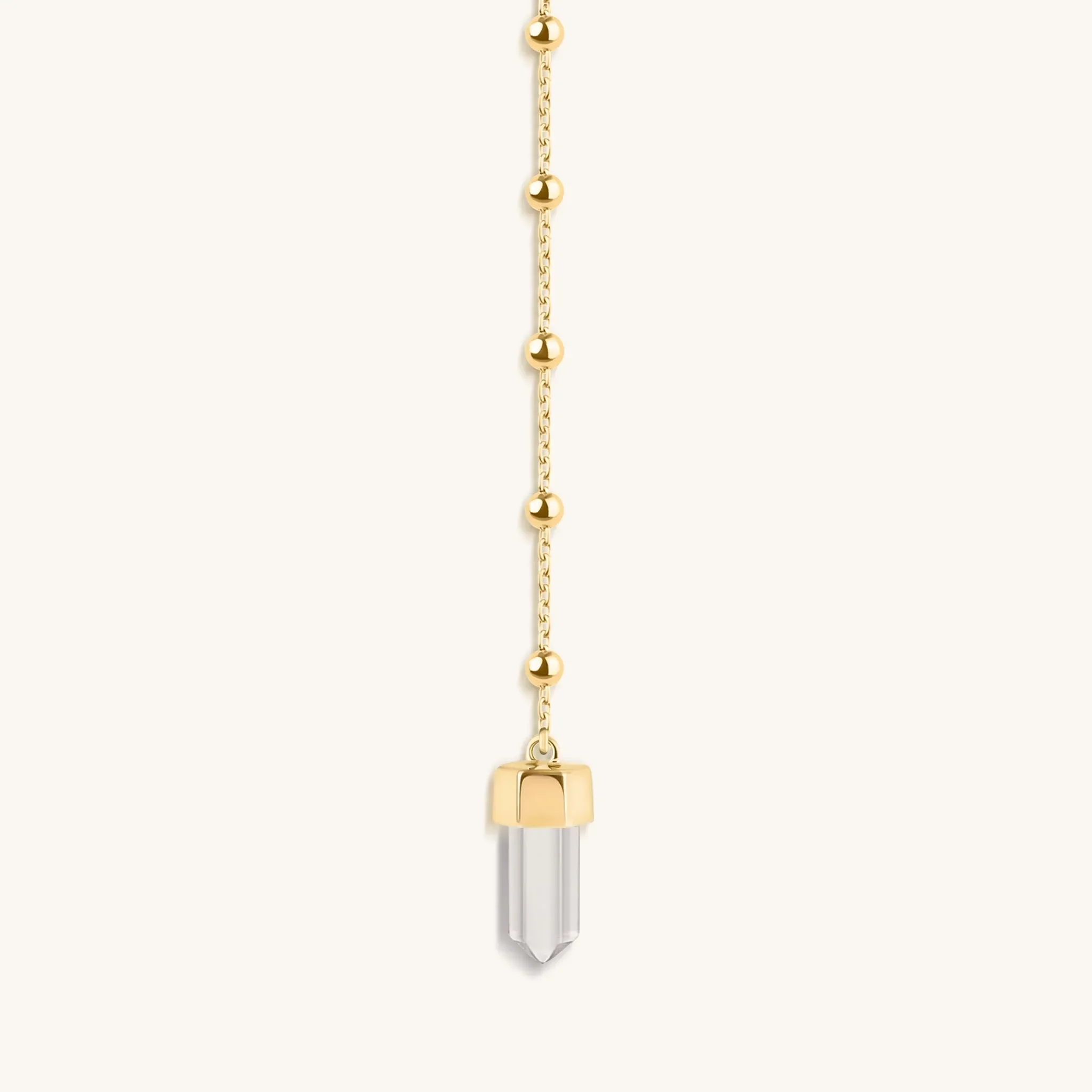 Clear Mind Crystal Quartz Gold Evil Eye Necklace - Image 4