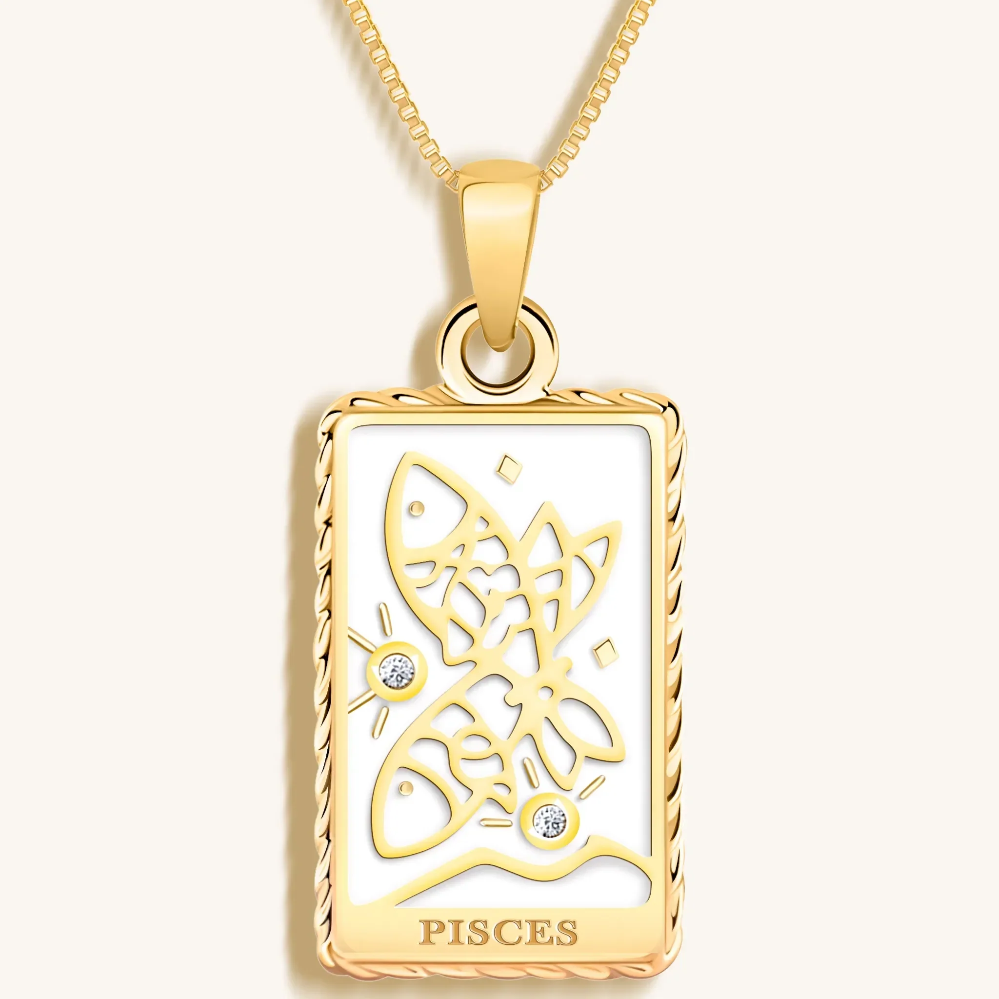 Compassionate Approach - White Enamel Pisces Card Necklace - Image 3