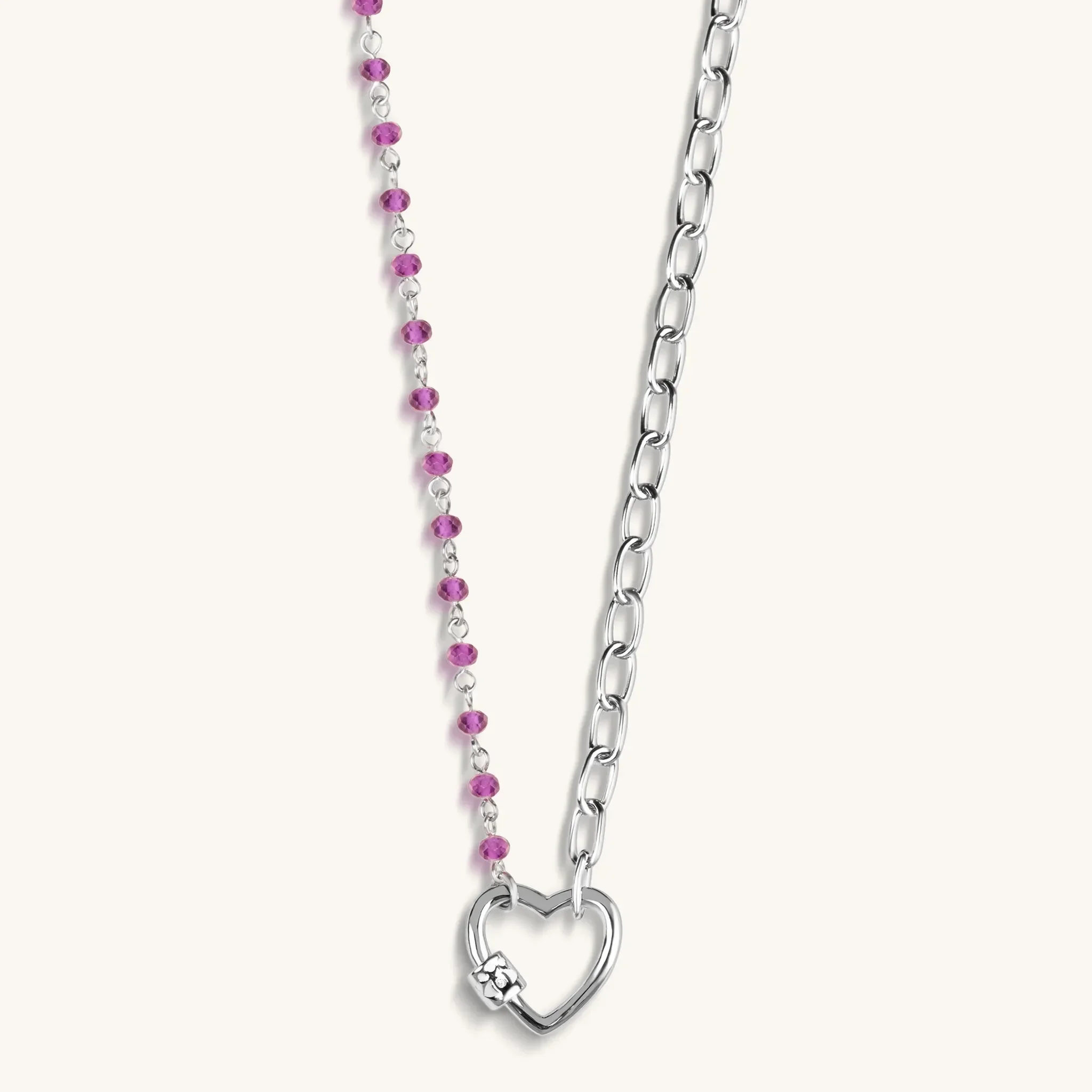 Compassionate Wisdom - Amethyst Diamond Heart Charm Necklace - Image 3