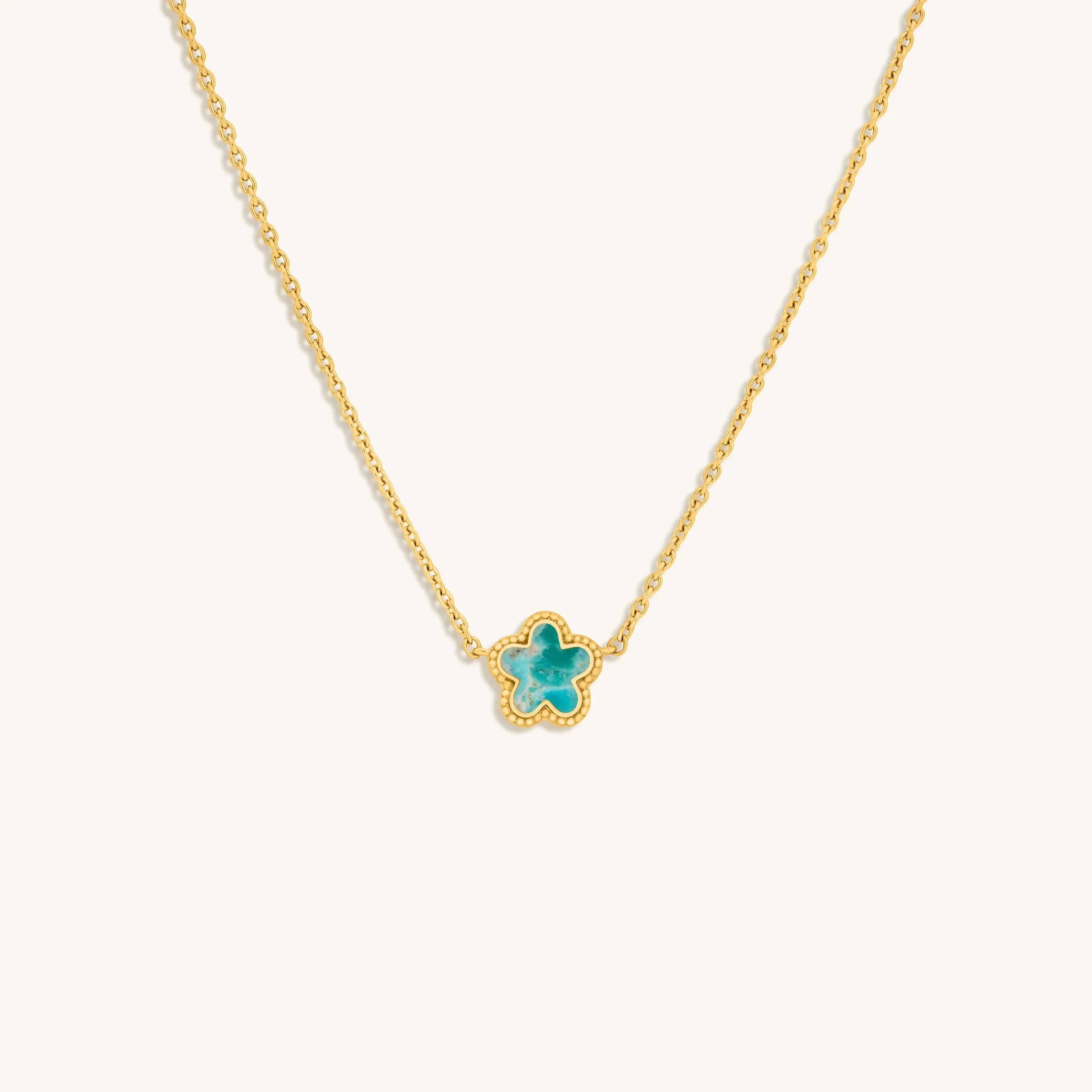 Constant Growth Turquoise Flower Gold Necklace